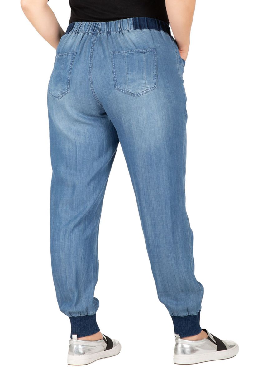 Standards & Practices Womens Plus Size Tencel Rib Cuffs Jogger Jeans