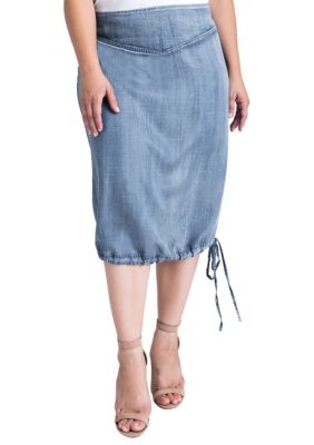 Standards and Practices Women's Plus Size Tencel Adjustable Hem Drawstring Skirt, 1X