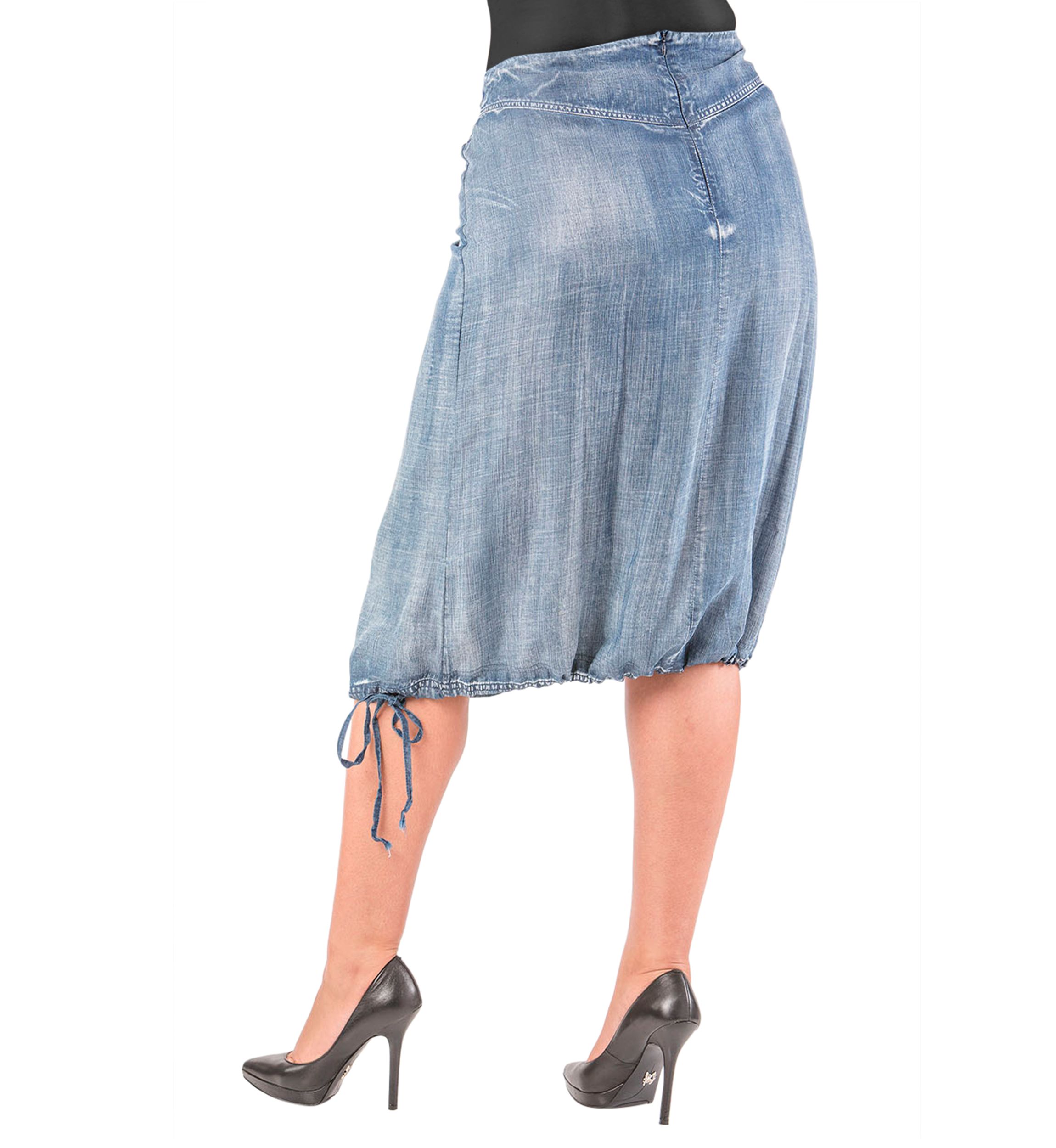 Plus Size Tencel Adjustable Hem Drawstring Skirt