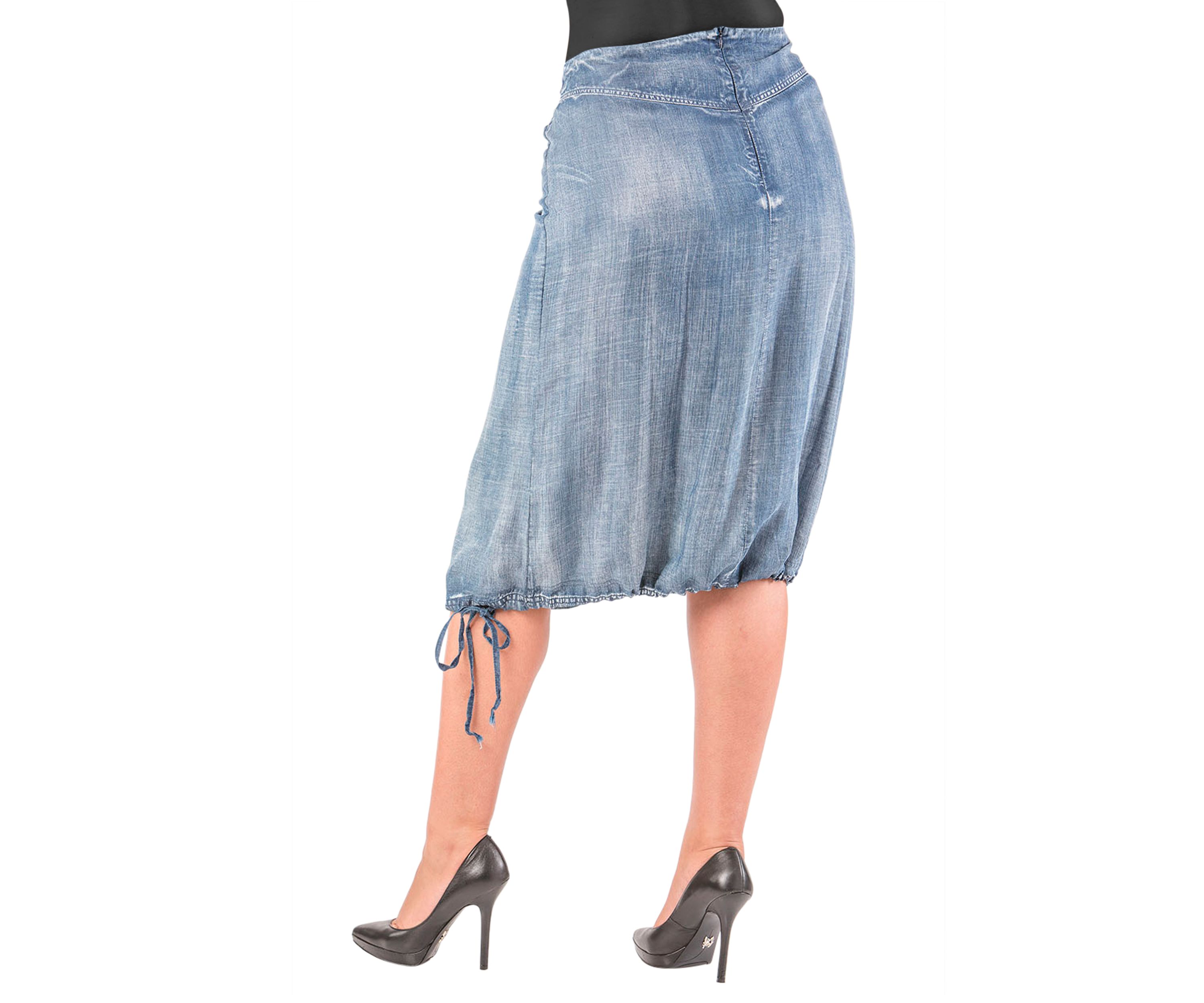 Plus Size Tencel Adjustable Hem Drawstring Skirt