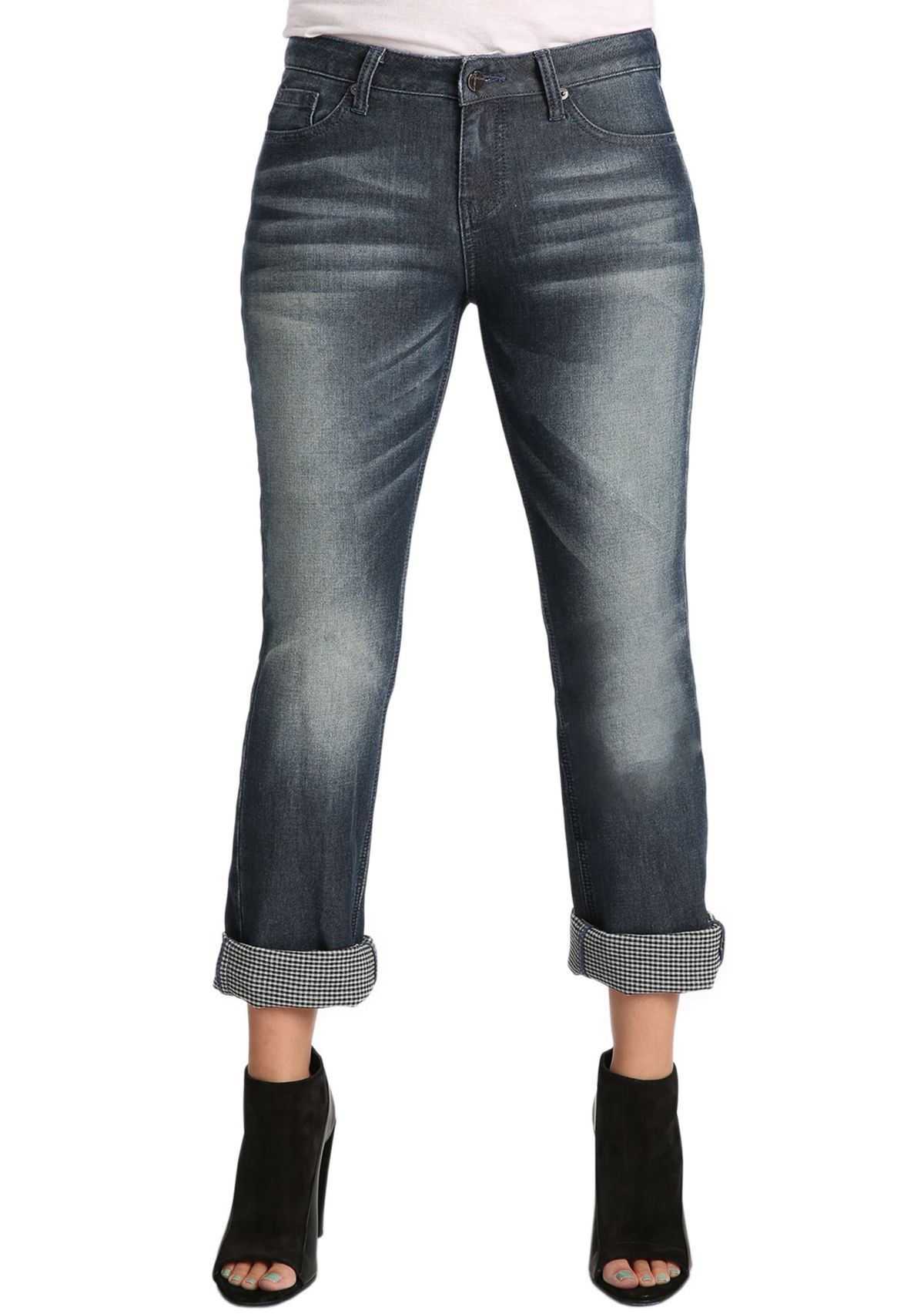 Double Faced Rolled Cuffs Boyfriend Premium Jeans