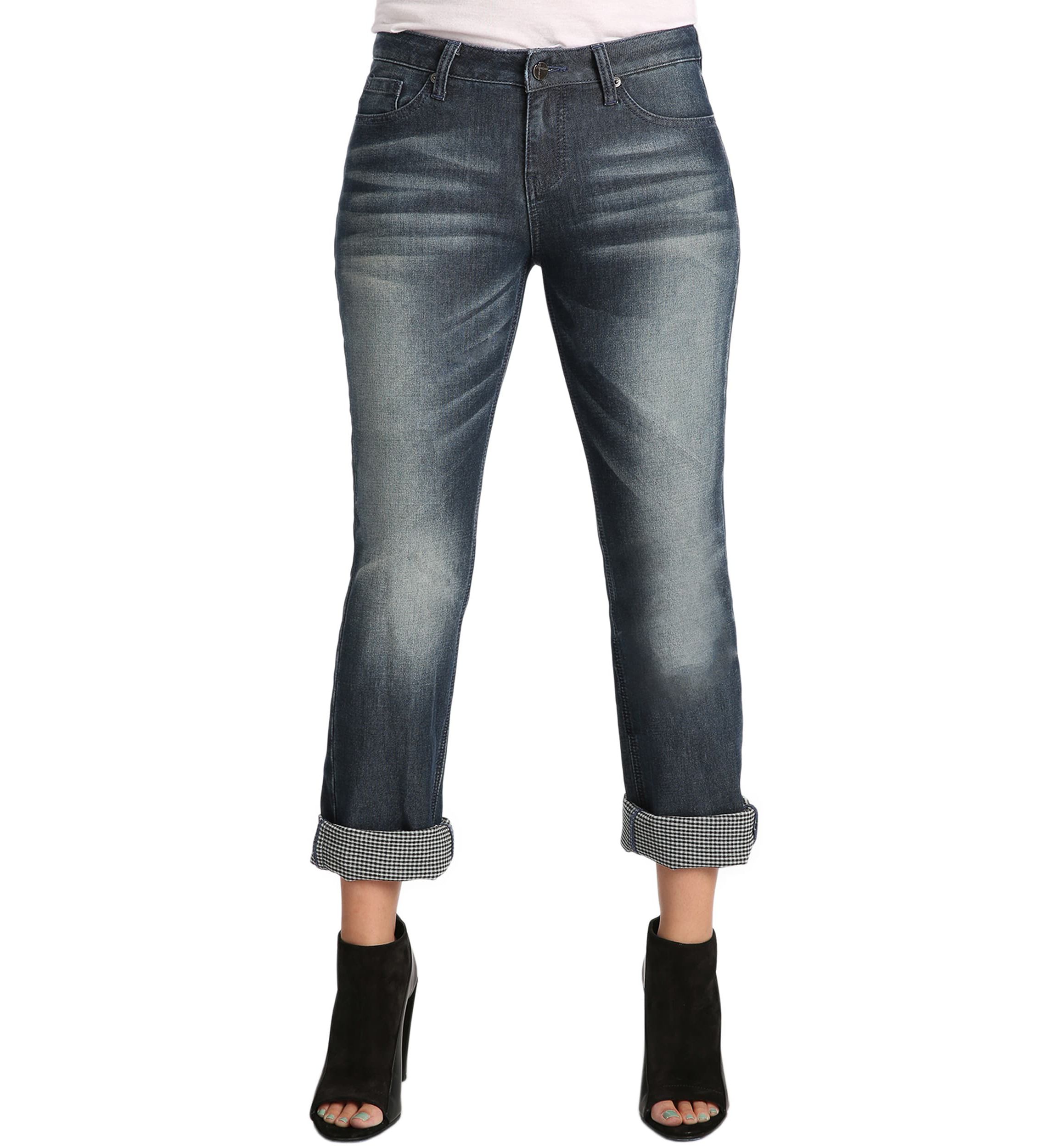 Double Faced Rolled Cuffs Boyfriend Premium Jeans