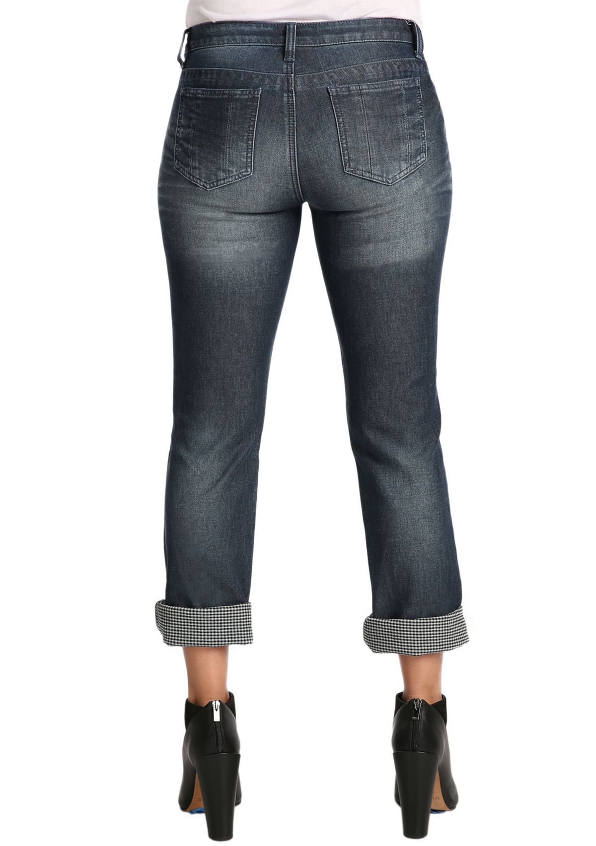 Double Faced Rolled Cuffs Boyfriend Premium Jeans