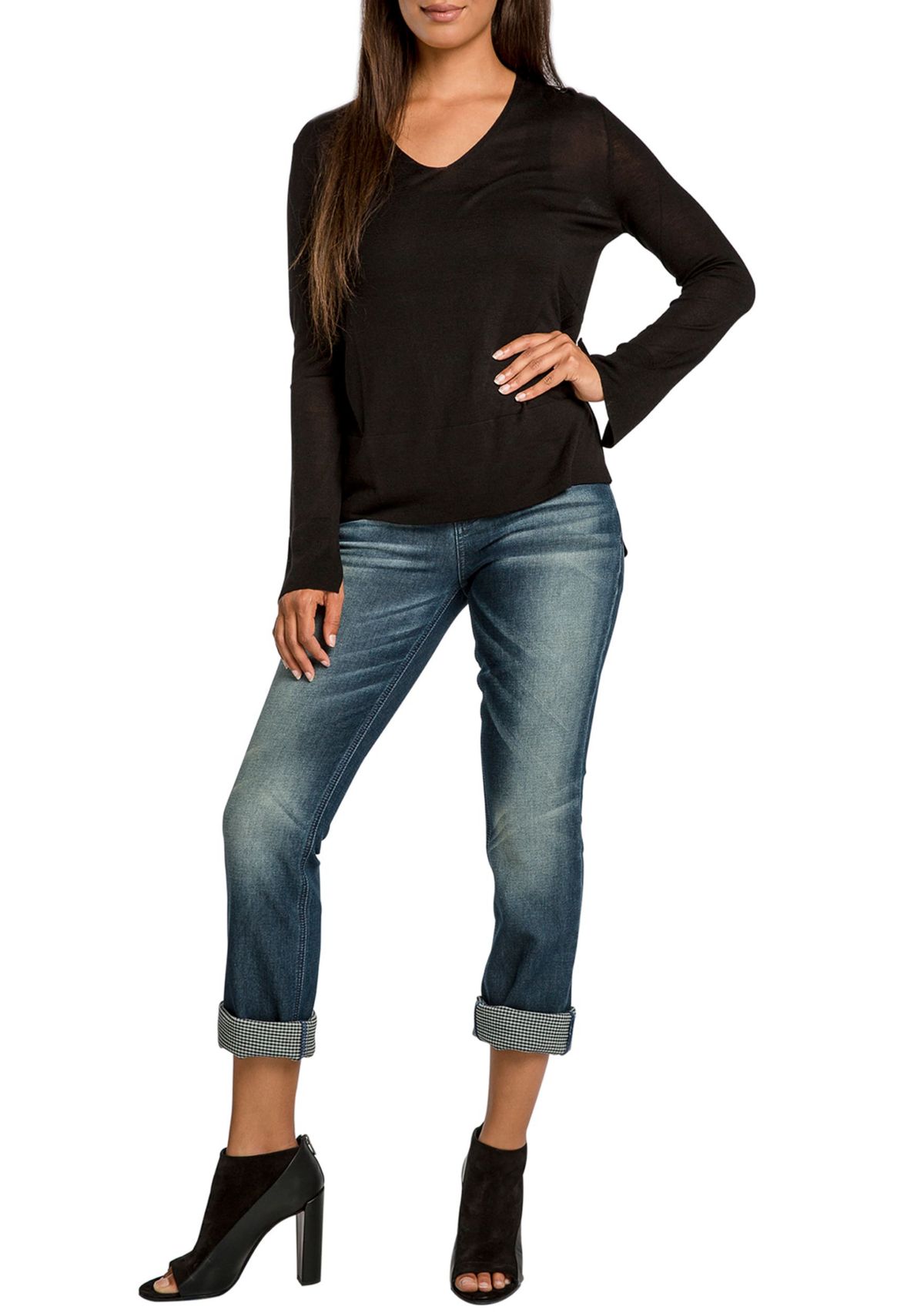 Double Faced Rolled Cuffs Boyfriend Premium Jeans