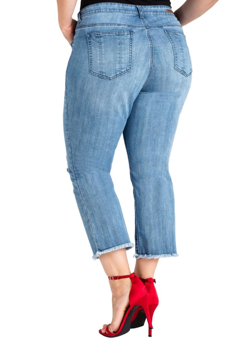 Plus Size Cropped Ankle Jeans