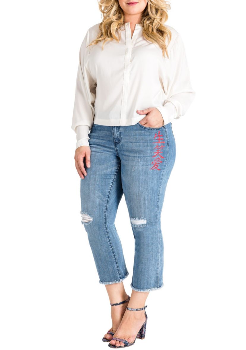 Plus Size Cropped Ankle Jeans