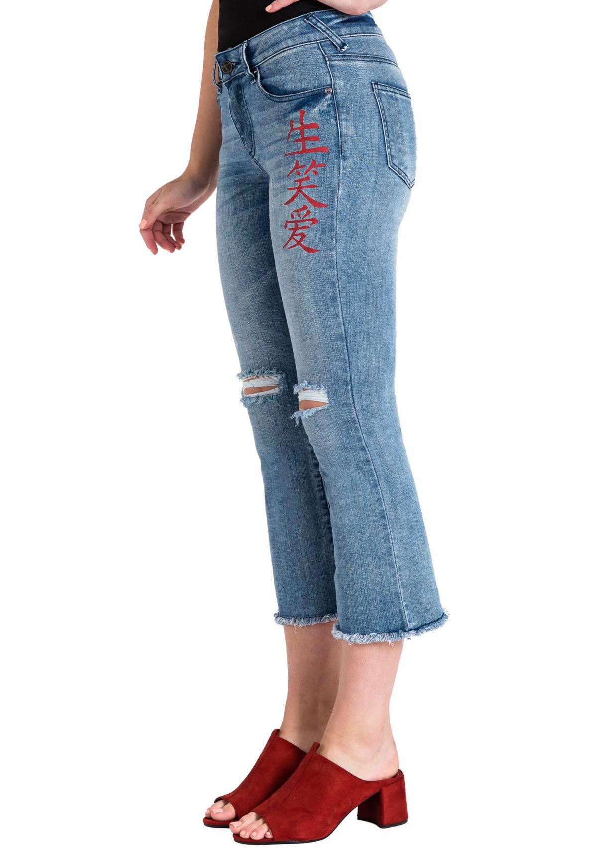 Distressed Cropped Ankle Jeans