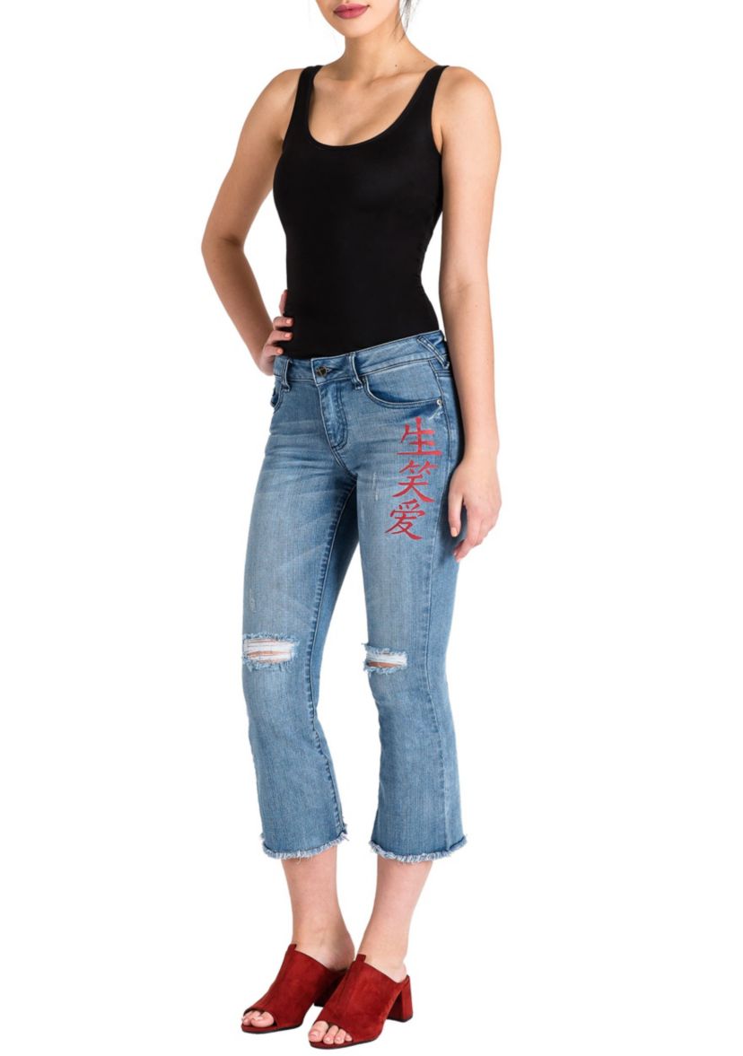 Distressed Cropped Ankle Jeans