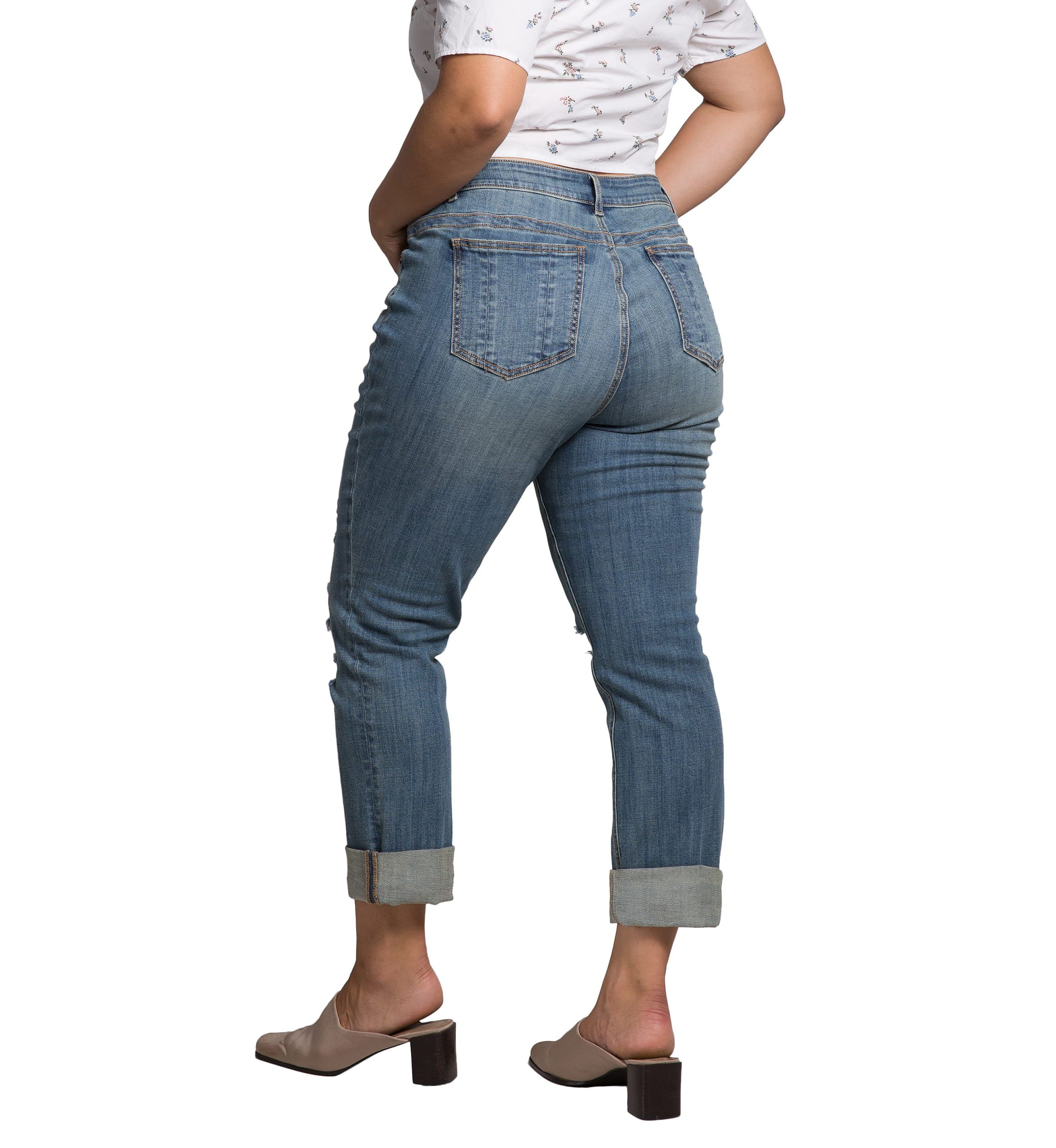 Plus Size Roll Up Hem Boyfriend Jeans