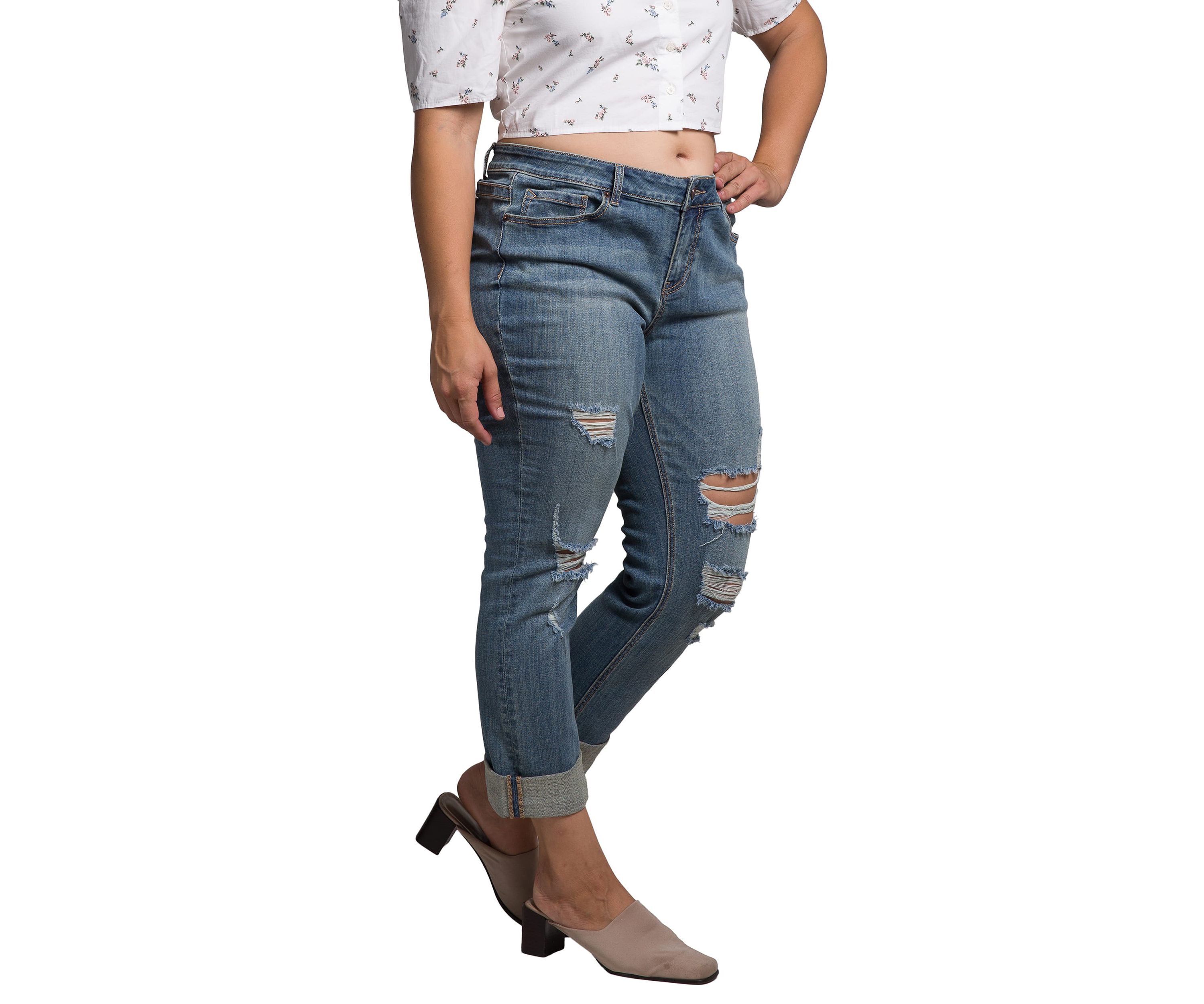 Plus Size Roll Up Hem Boyfriend Jeans