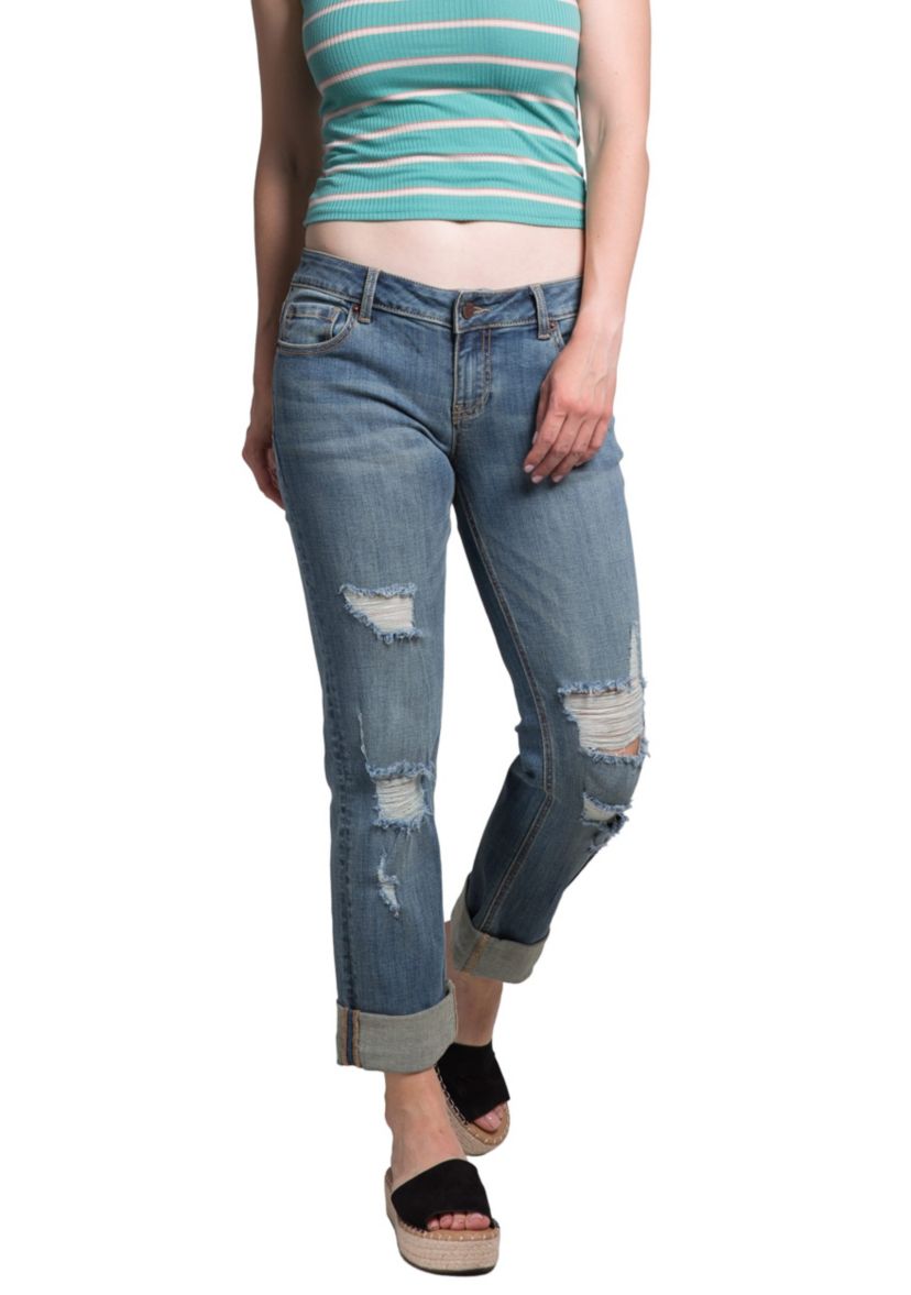 Slightly Roll Up Hem Boyfriend Jeans