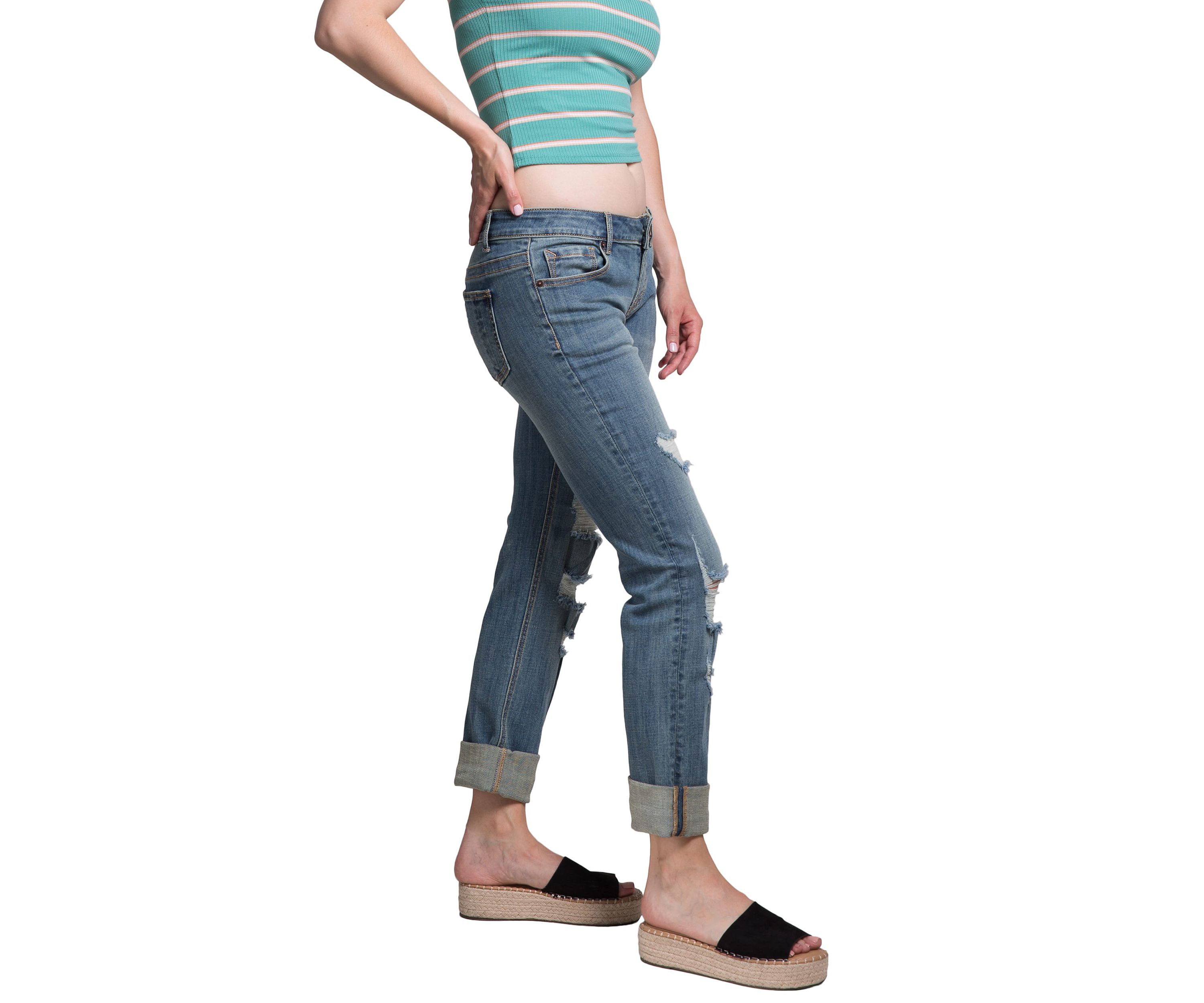 Slightly Roll Up Hem Boyfriend Jeans