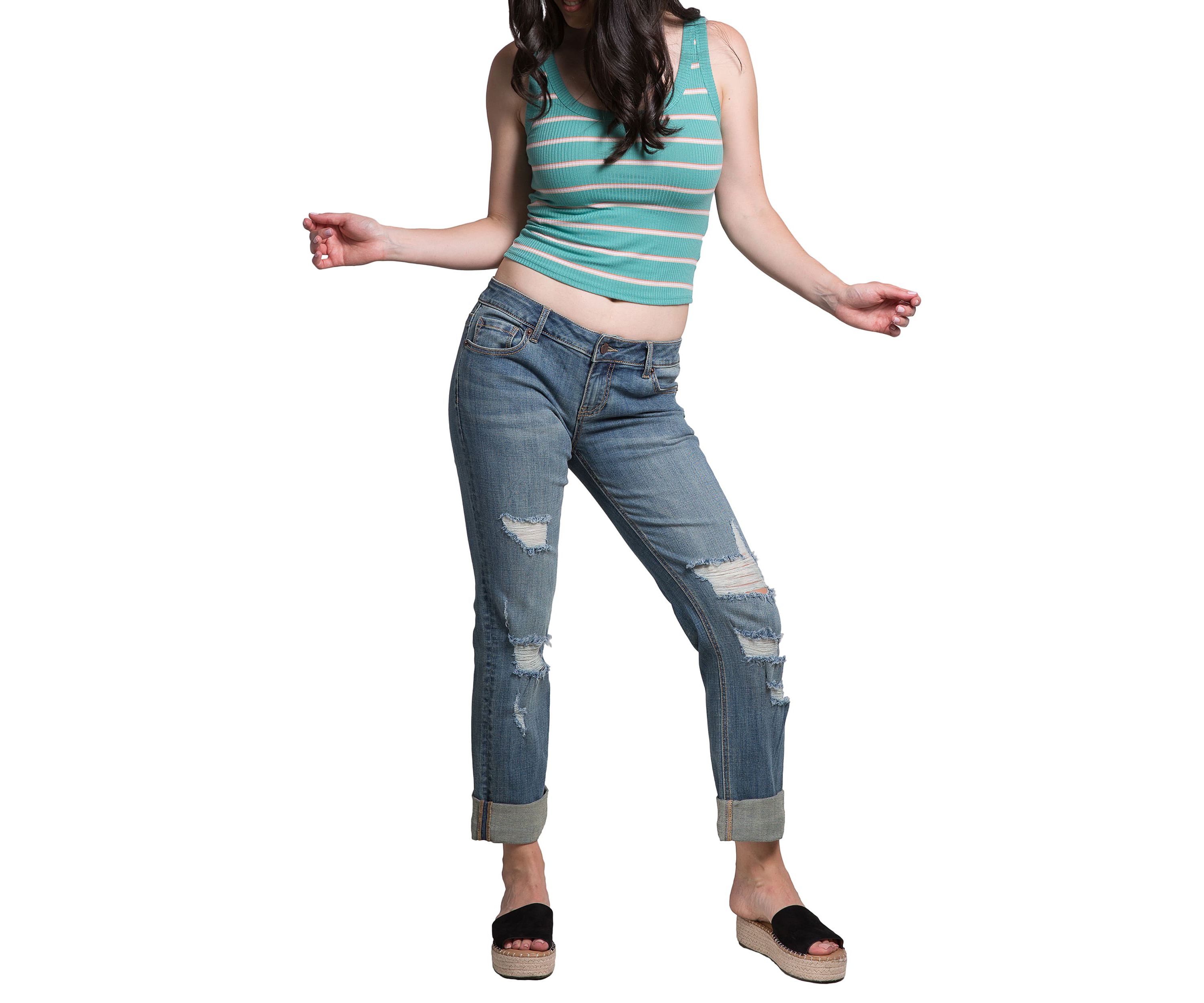Slightly Roll Up Hem Boyfriend Jeans