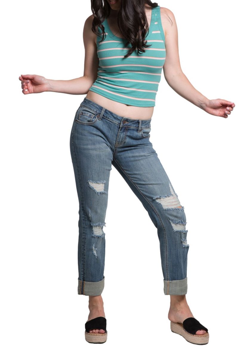 Slightly Roll Up Hem Boyfriend Jeans