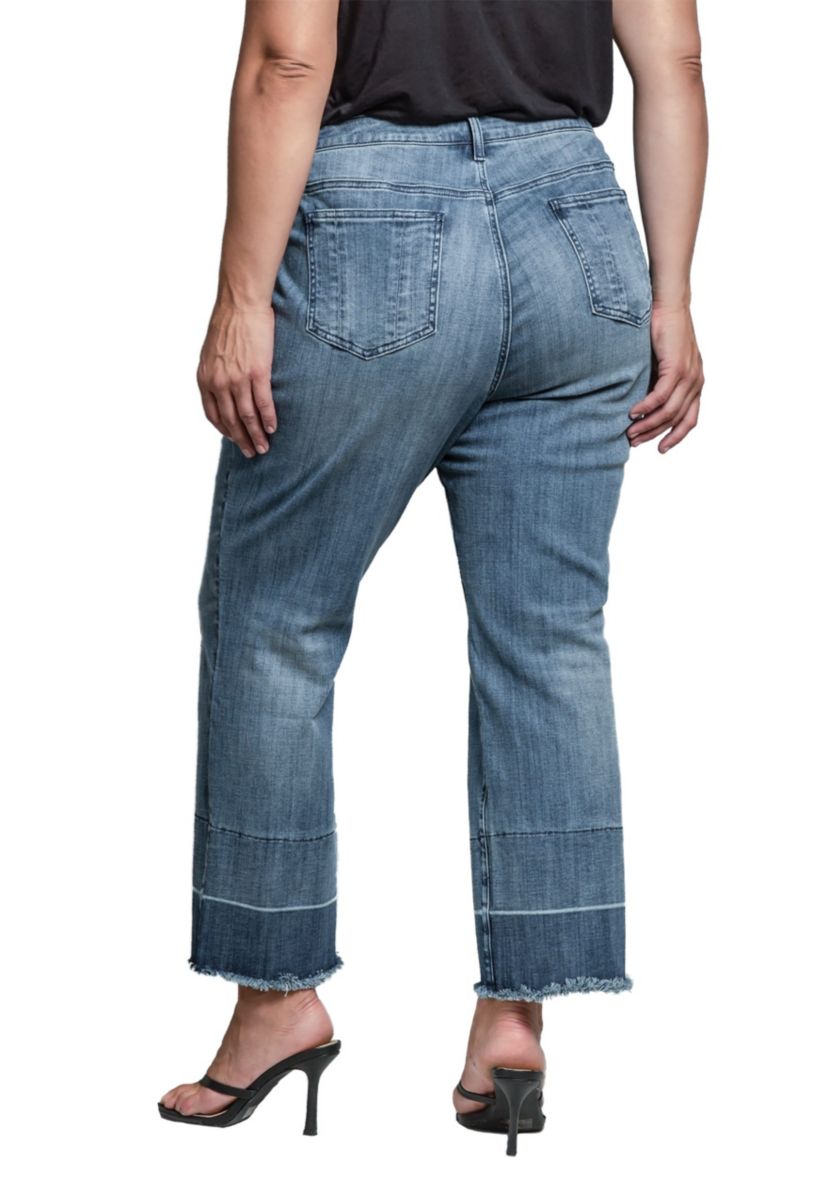 Plus Size High-Rise Cropped Wide Leg Jeans