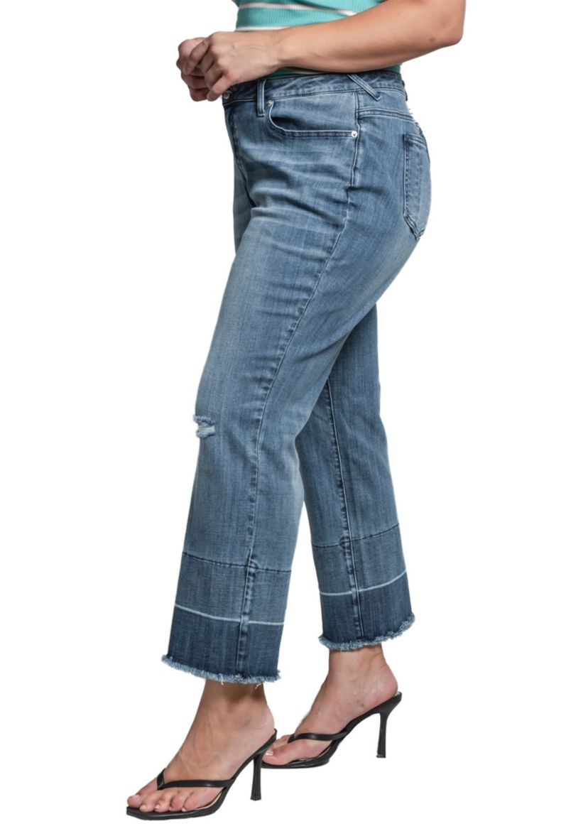 Plus Size High-Rise Cropped Wide Leg Jeans