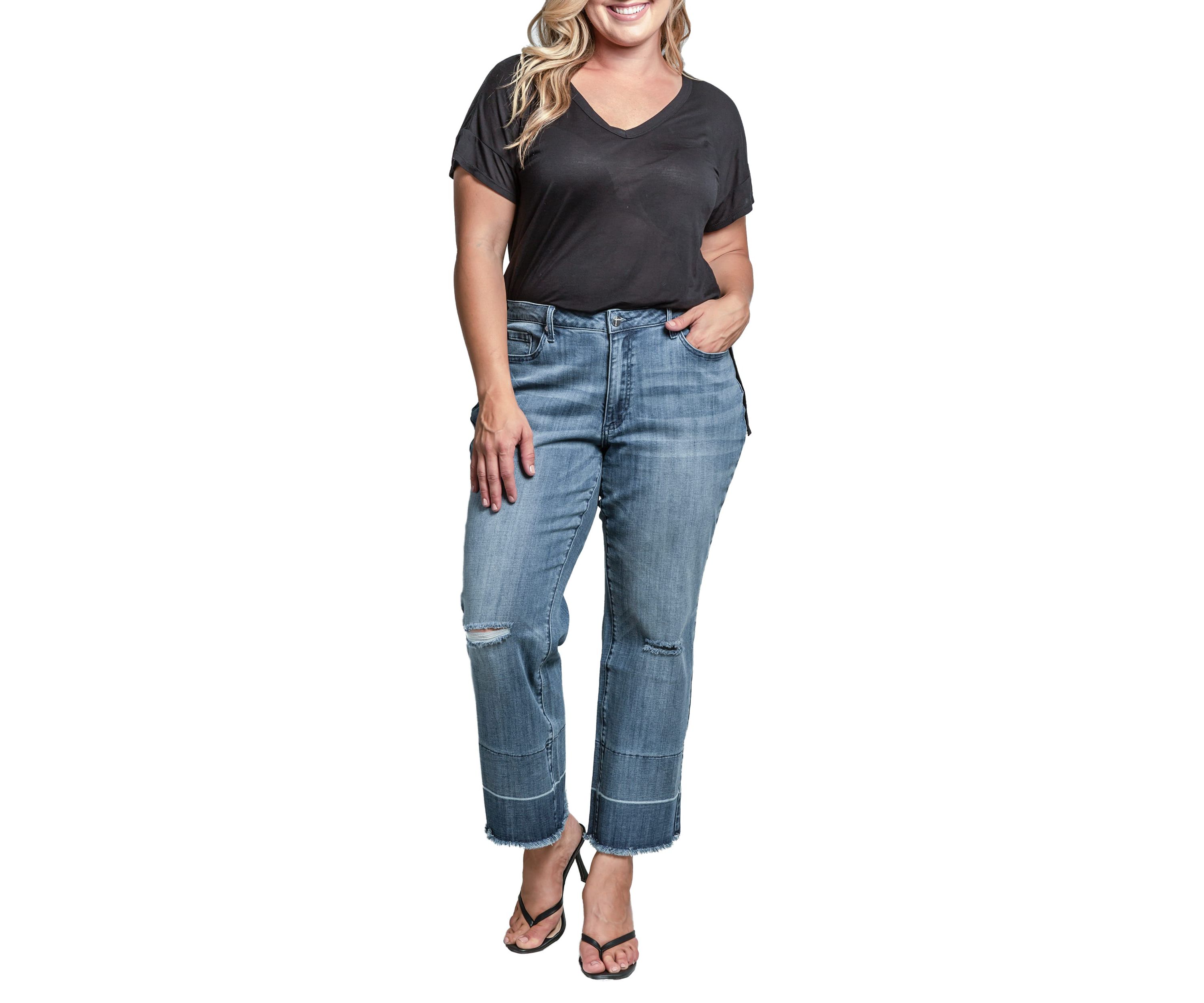Plus Size High-Rise Cropped Wide Leg Jeans