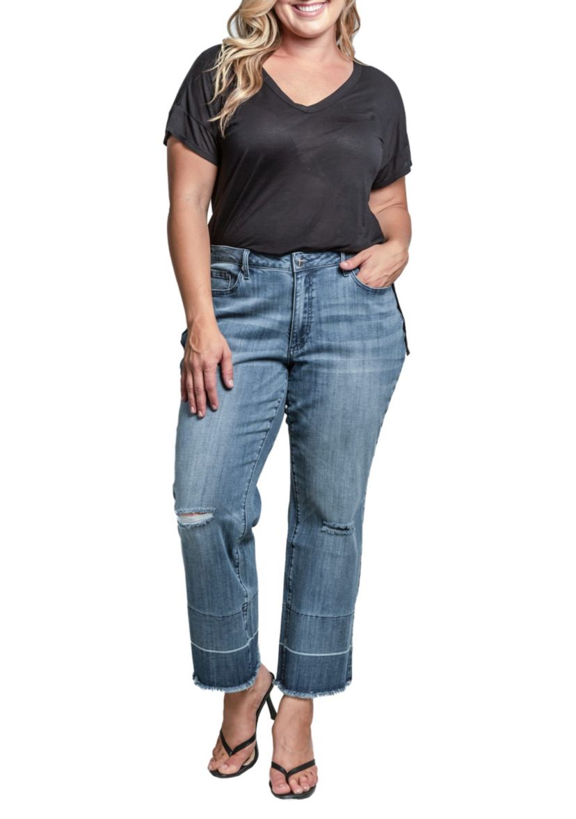 Plus Size High-Rise Cropped Wide Leg Jeans