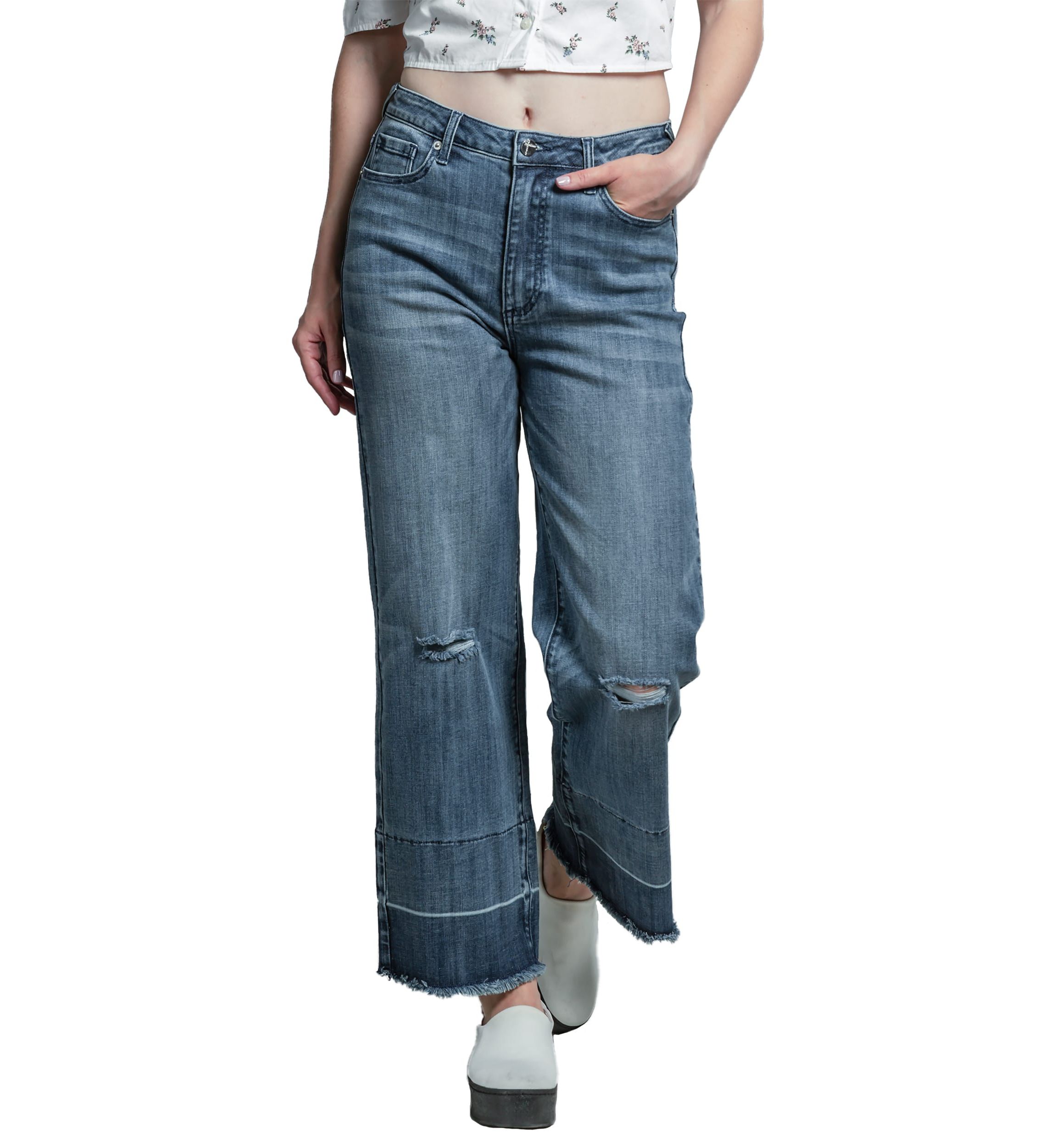 High-Rise Cropped Wide Leg Released Hem Jeans