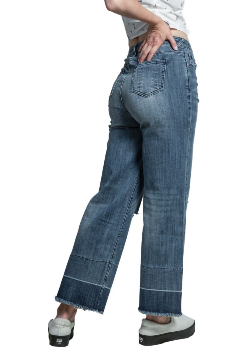 High-Rise Cropped Wide Leg Released Hem Jeans