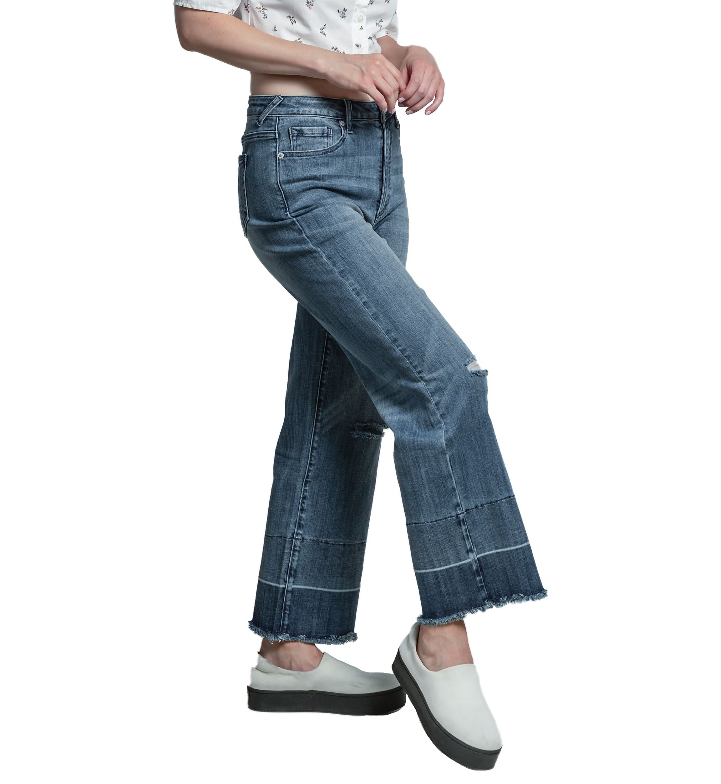 High-Rise Cropped Wide Leg Released Hem Jeans
