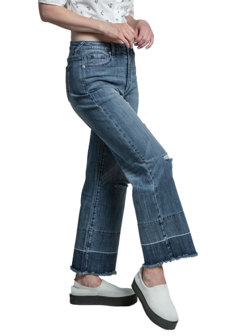 High-Rise Cropped Wide Leg Released Hem Jeans