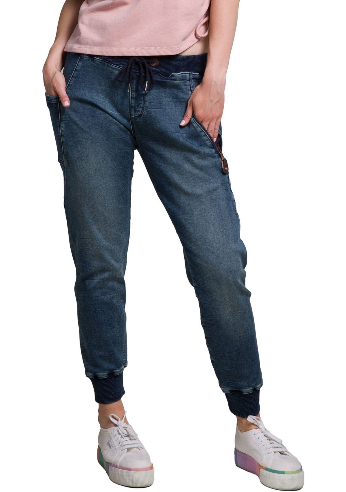 Women Knit Skinny Utility Pocket Jogger Pant