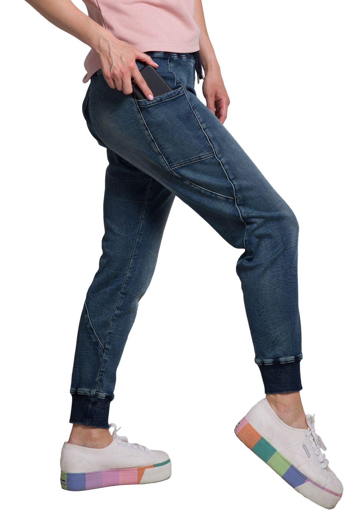 Women Knit Skinny Utility Pocket Jogger Pant