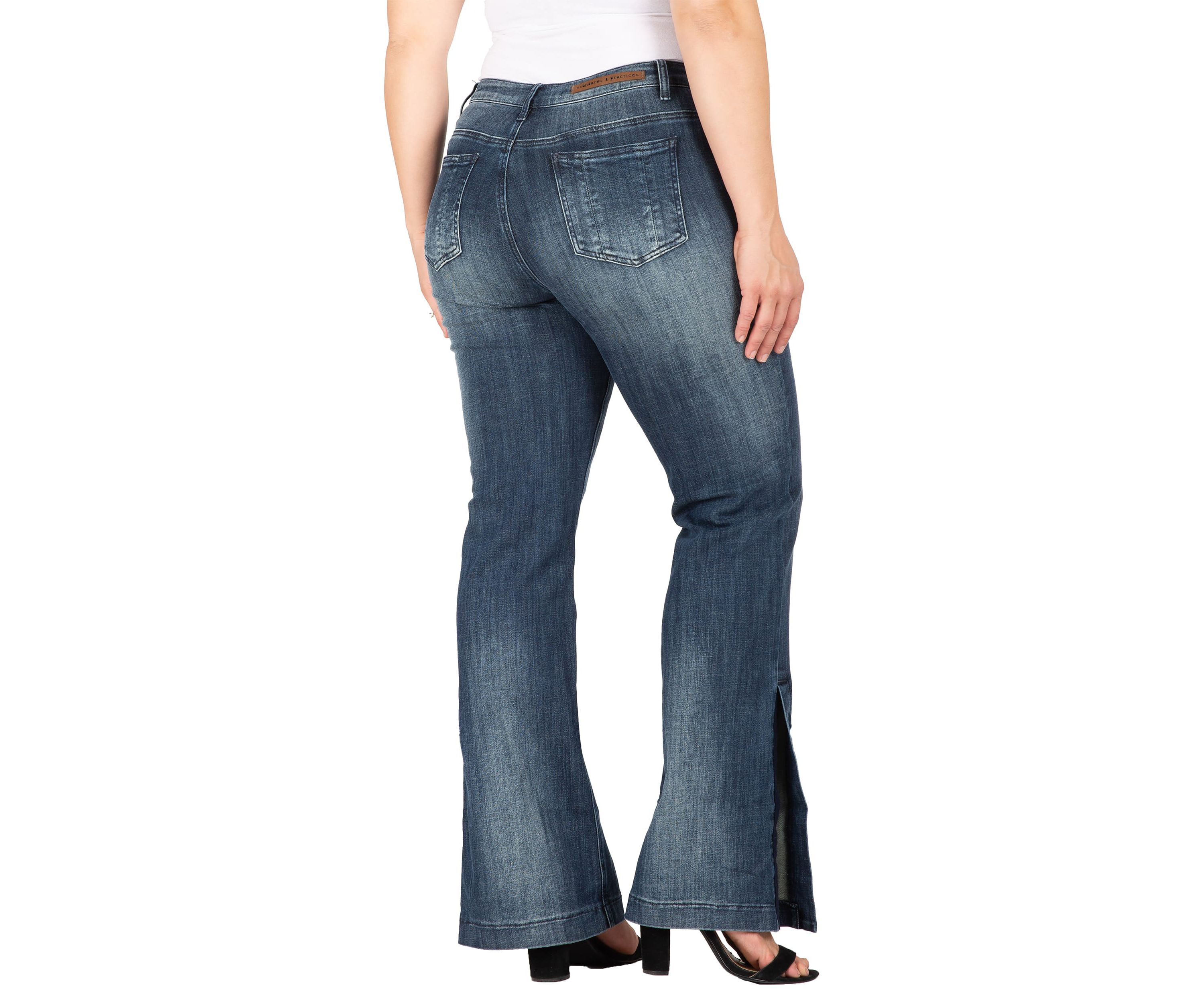 Plus Size Stretch High-Waist Slit Hem Jeans
