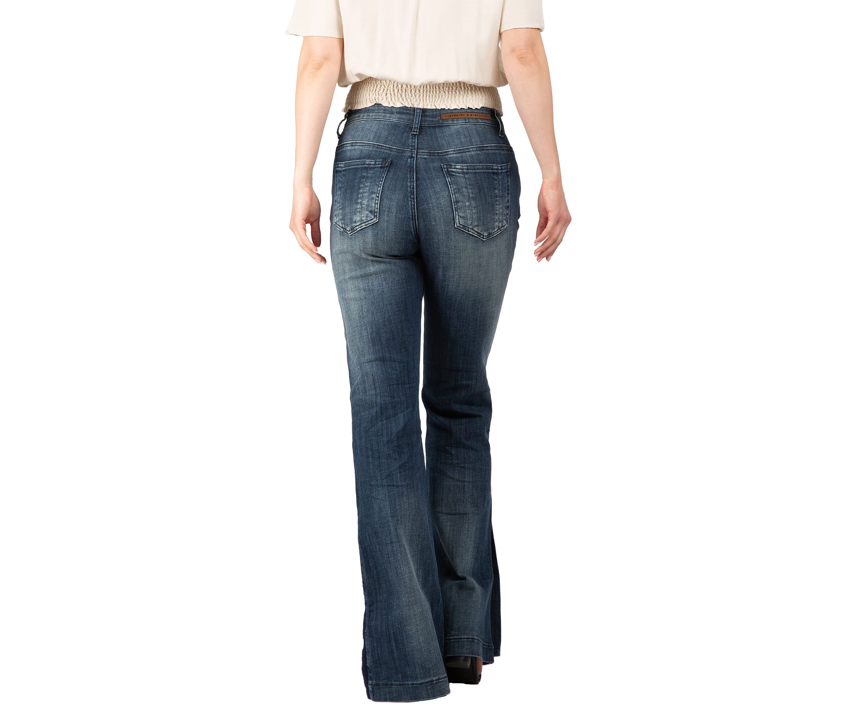 High Waist Slit Hem Flared Jeans