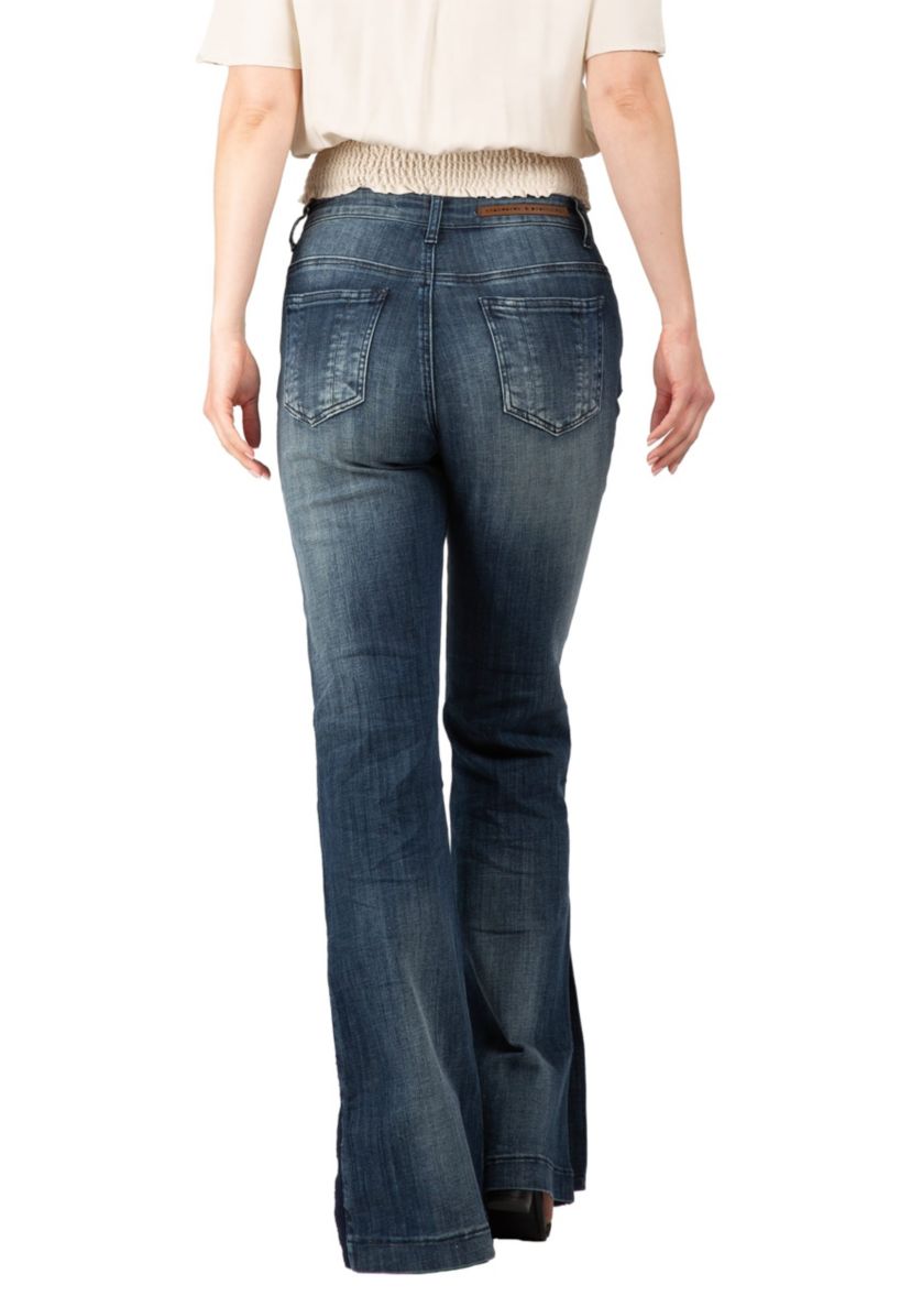 High Waist Slit Hem Flared Jeans