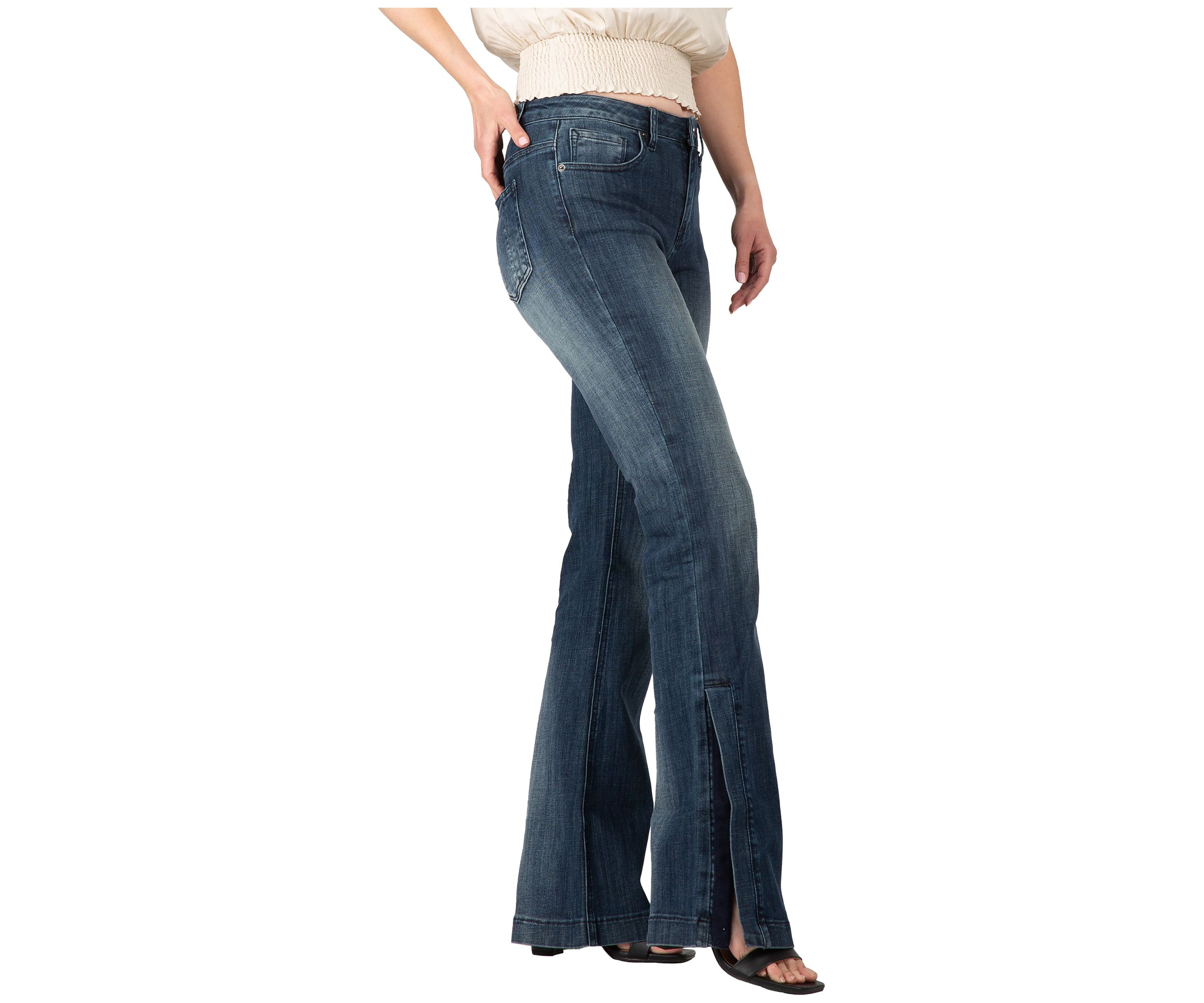 High Waist Slit Hem Flared Jeans