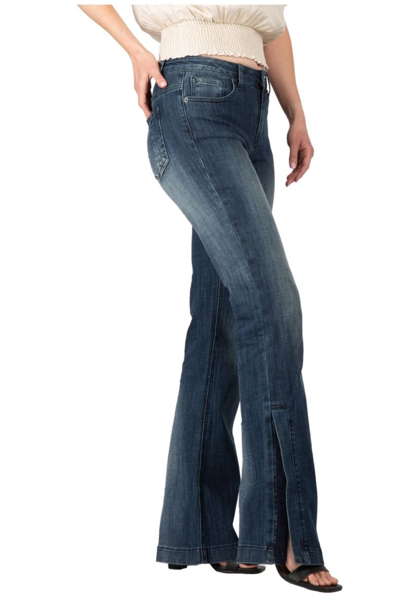 High Waist Slit Hem Flared Jeans