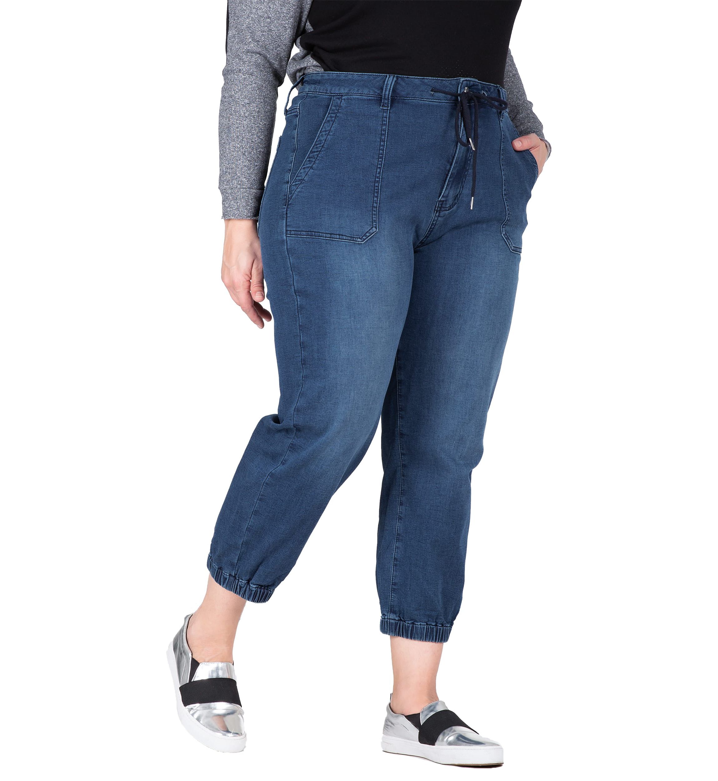 Plus Size 5 Pocket Cropped Leg Jogger Jeans