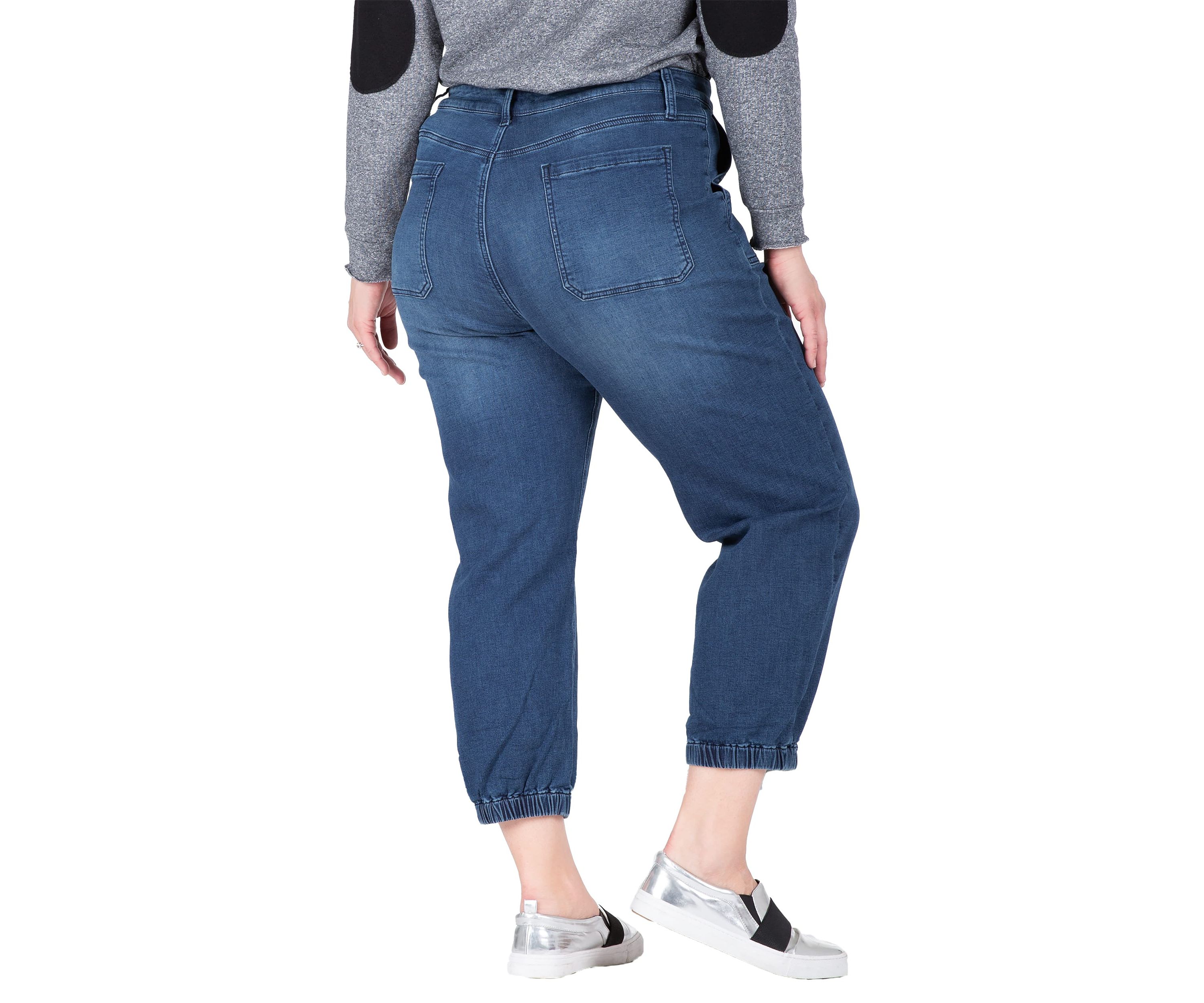 Plus Size 5 Pocket Cropped Leg Jogger Jeans
