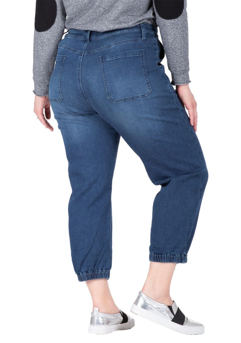 Plus Size 5 Pocket Cropped Leg Jogger Jeans