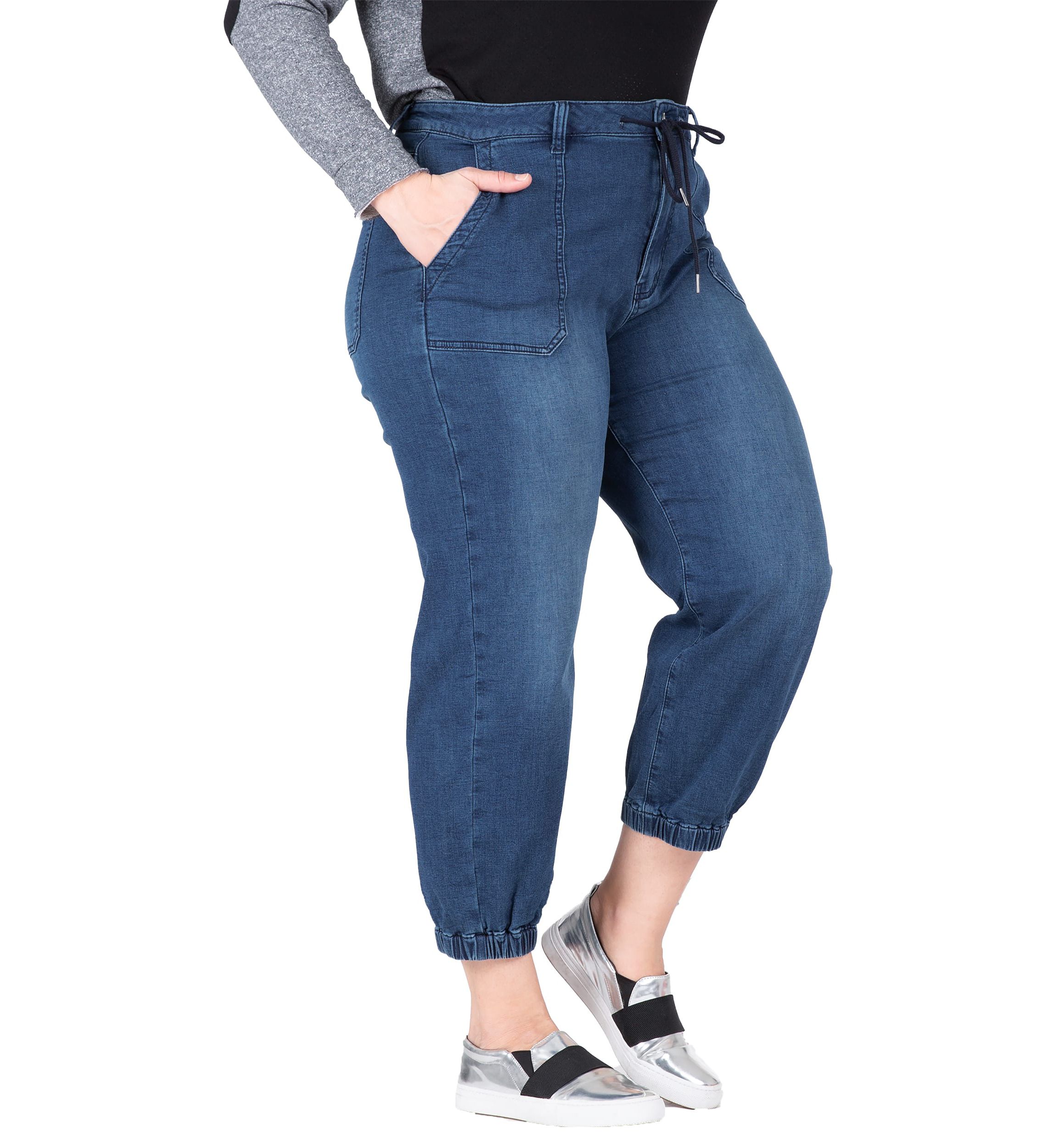 Plus Size 5 Pocket Cropped Leg Jogger Jeans