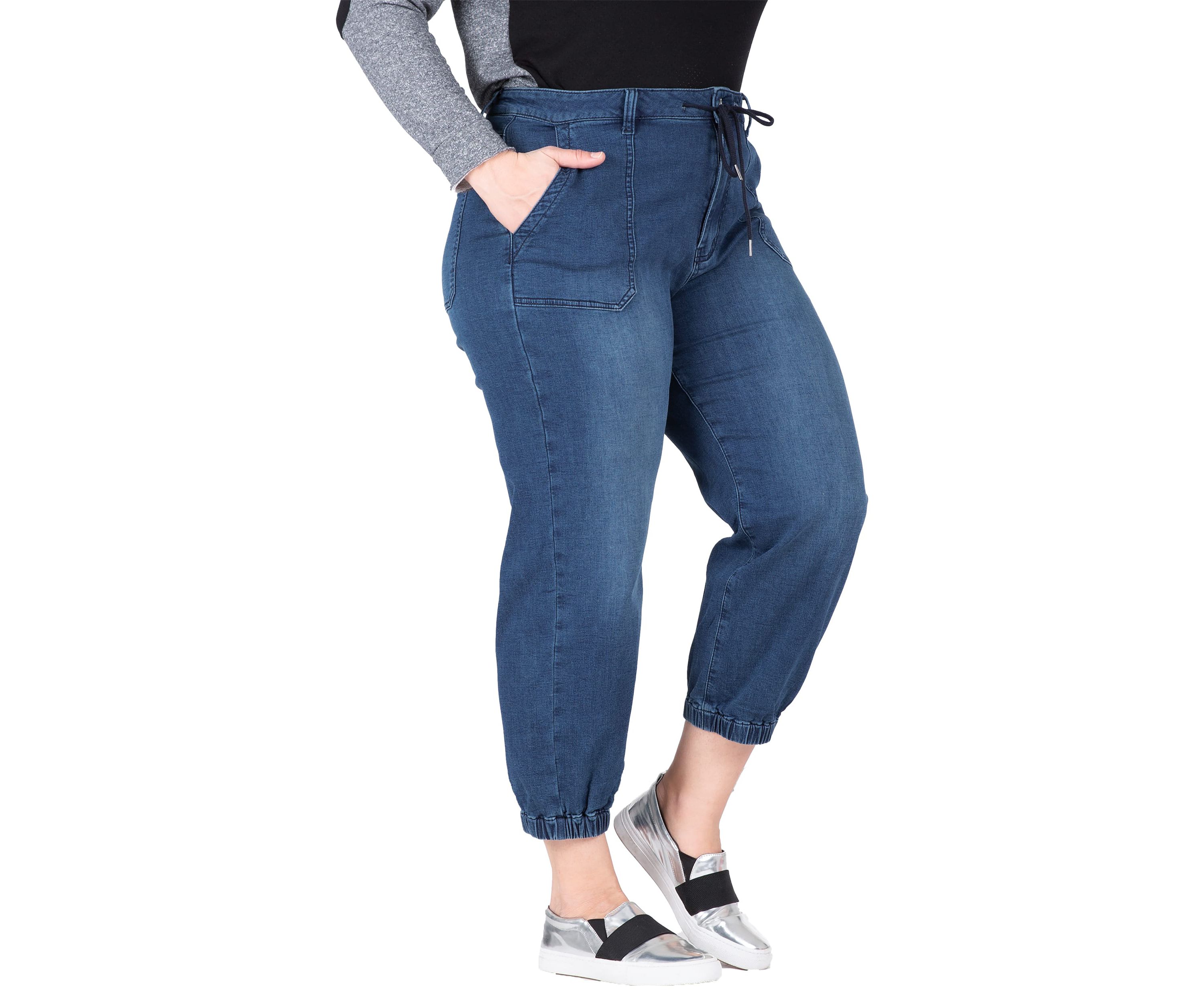 Plus Size 5 Pocket Cropped Leg Jogger Jeans