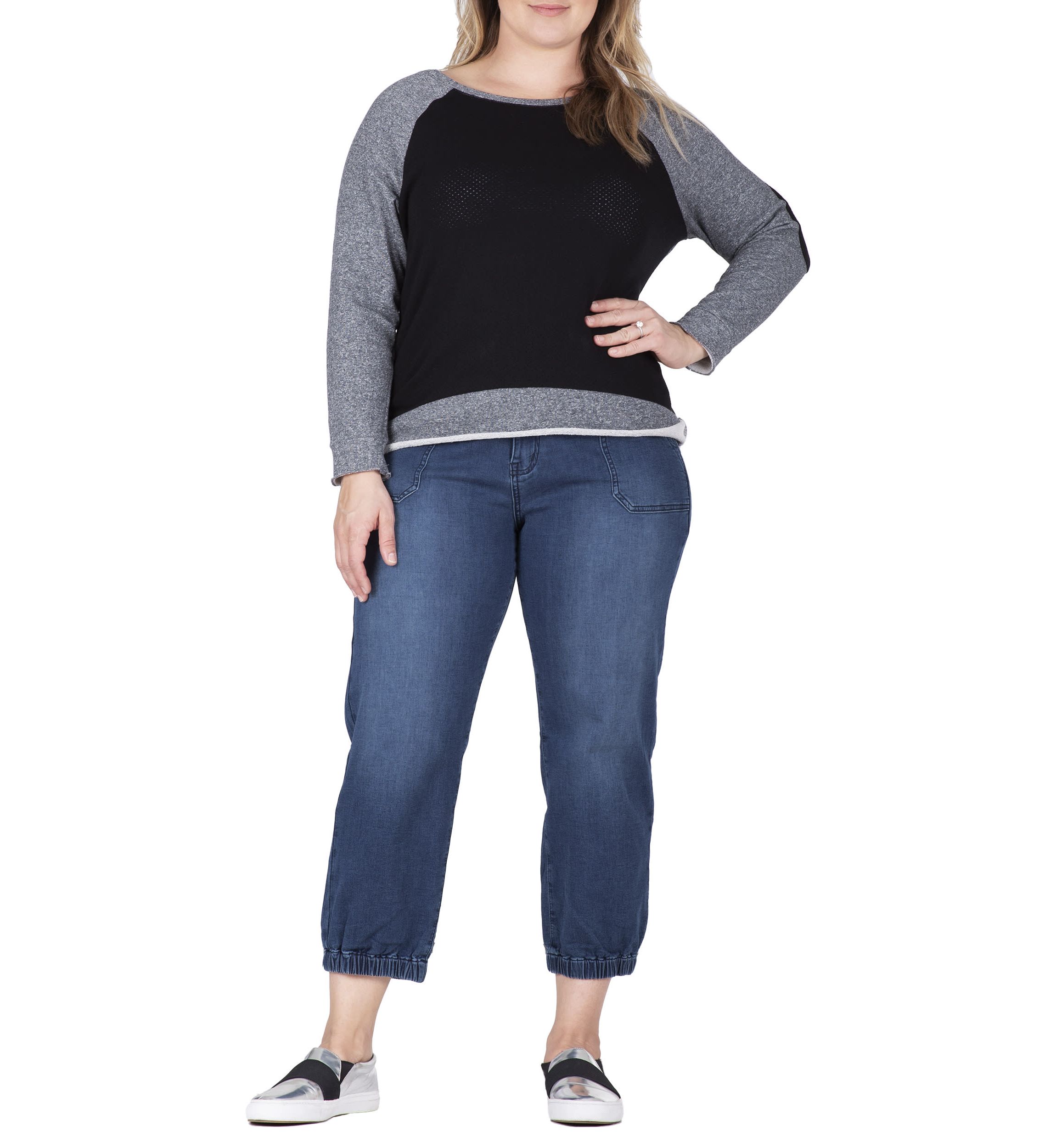 Plus Size 5 Pocket Cropped Leg Jogger Jeans