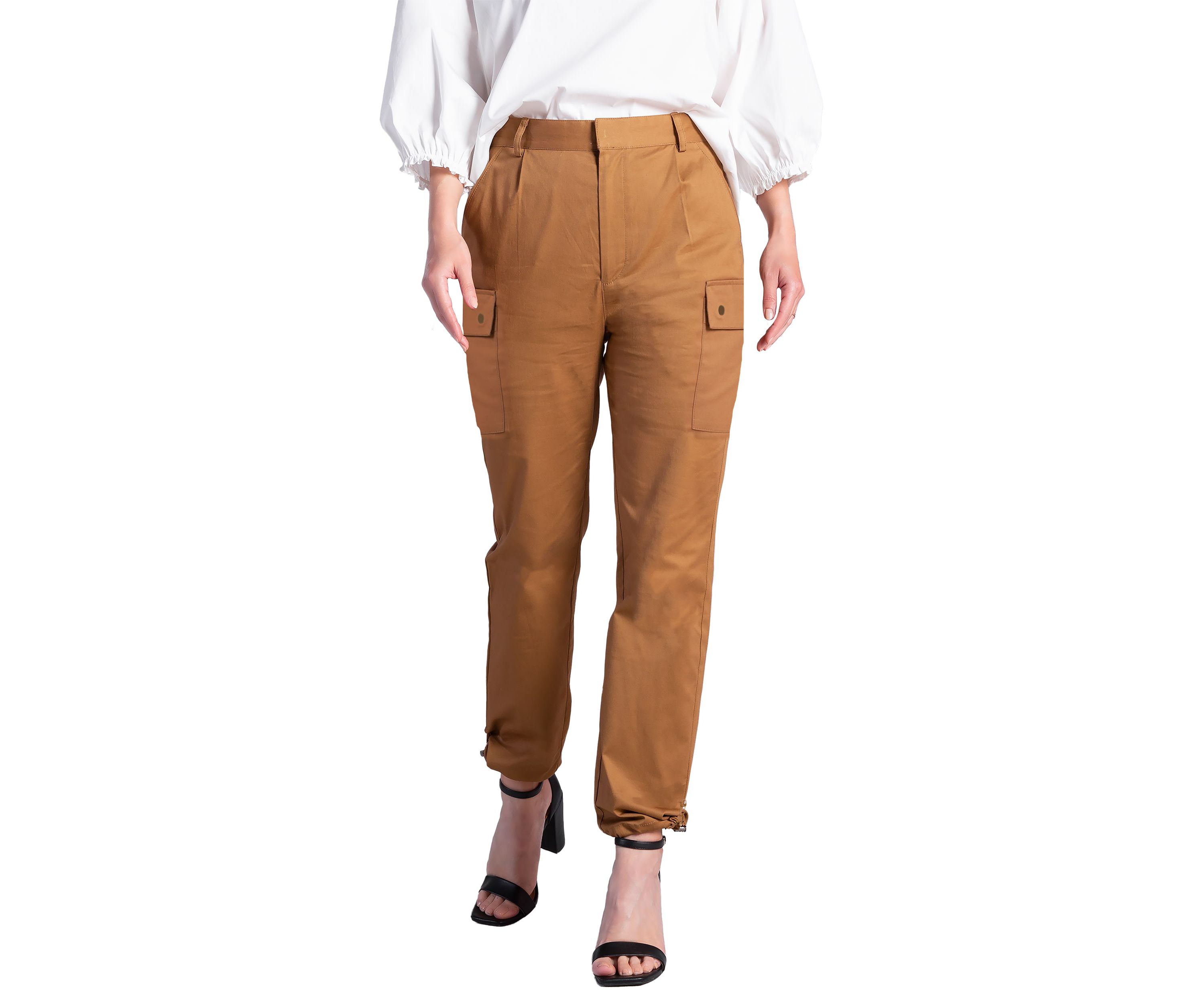 Poplin Cargo Pants with Bungee Cord Hem