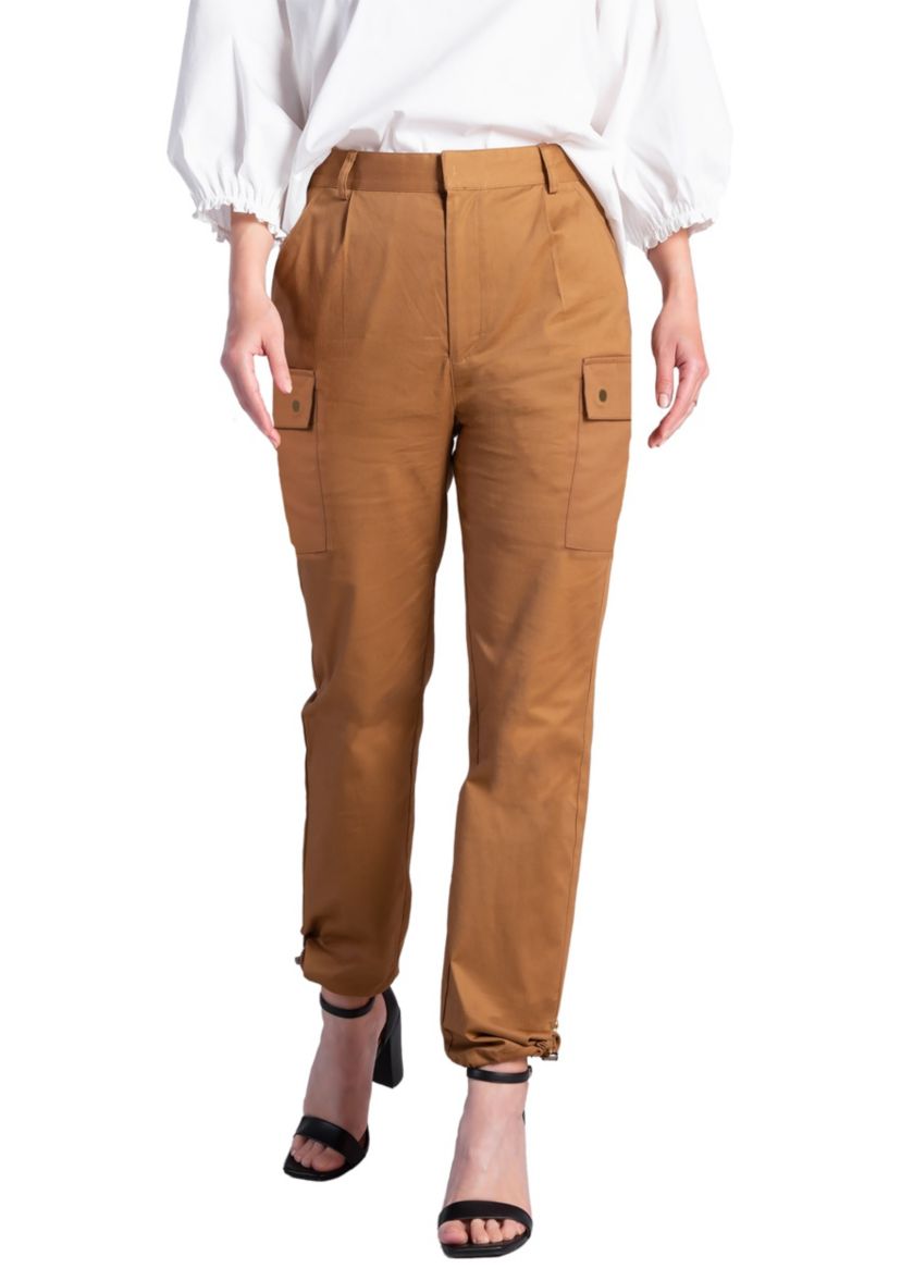 Poplin Cargo Pants with Bungee Cord Hem