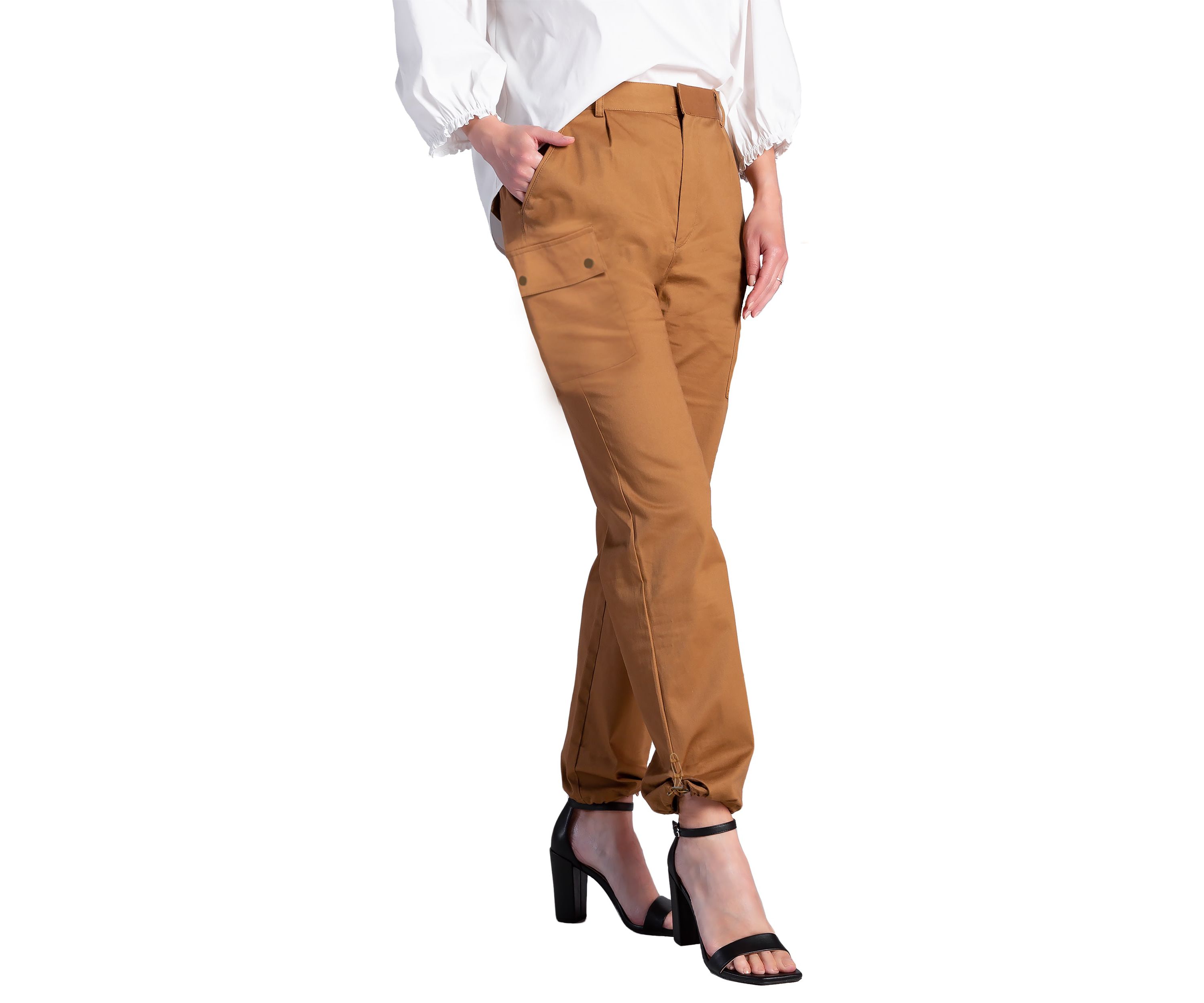 Poplin Cargo Pants with Bungee Cord Hem