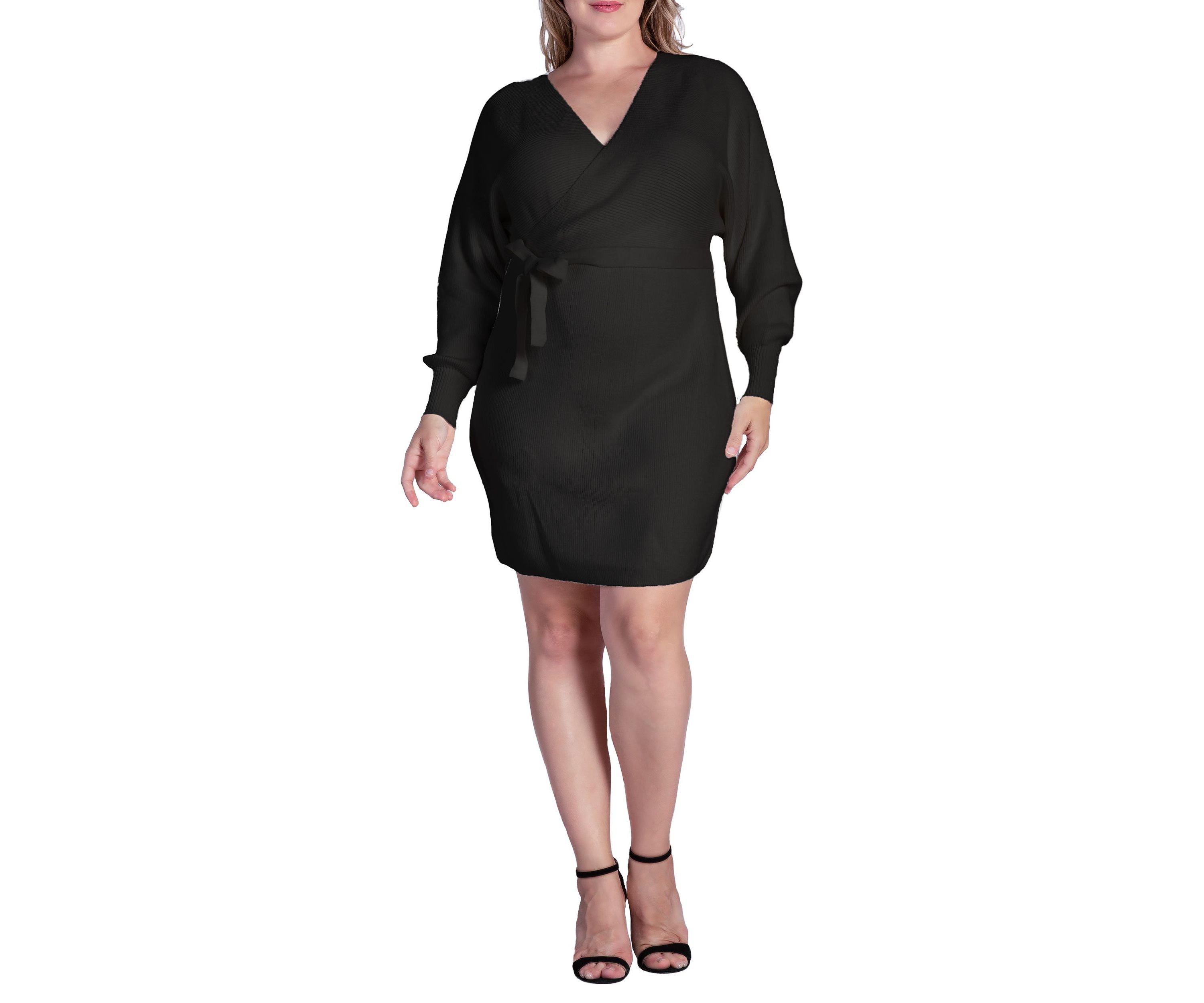 Women V-back Full Sleeve Sweater Knit MINI Dress