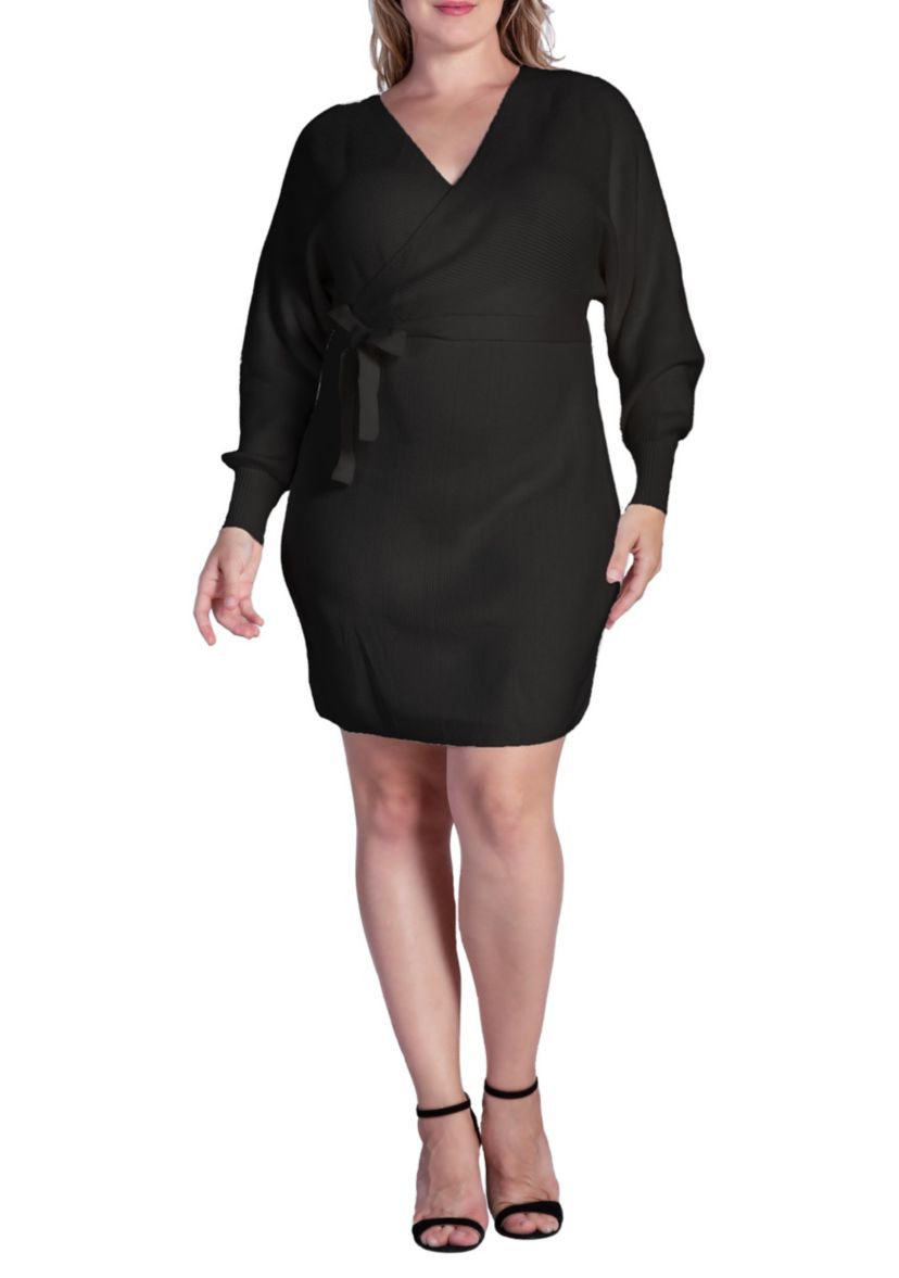 Women V-back Full Sleeve Sweater Knit MINI Dress