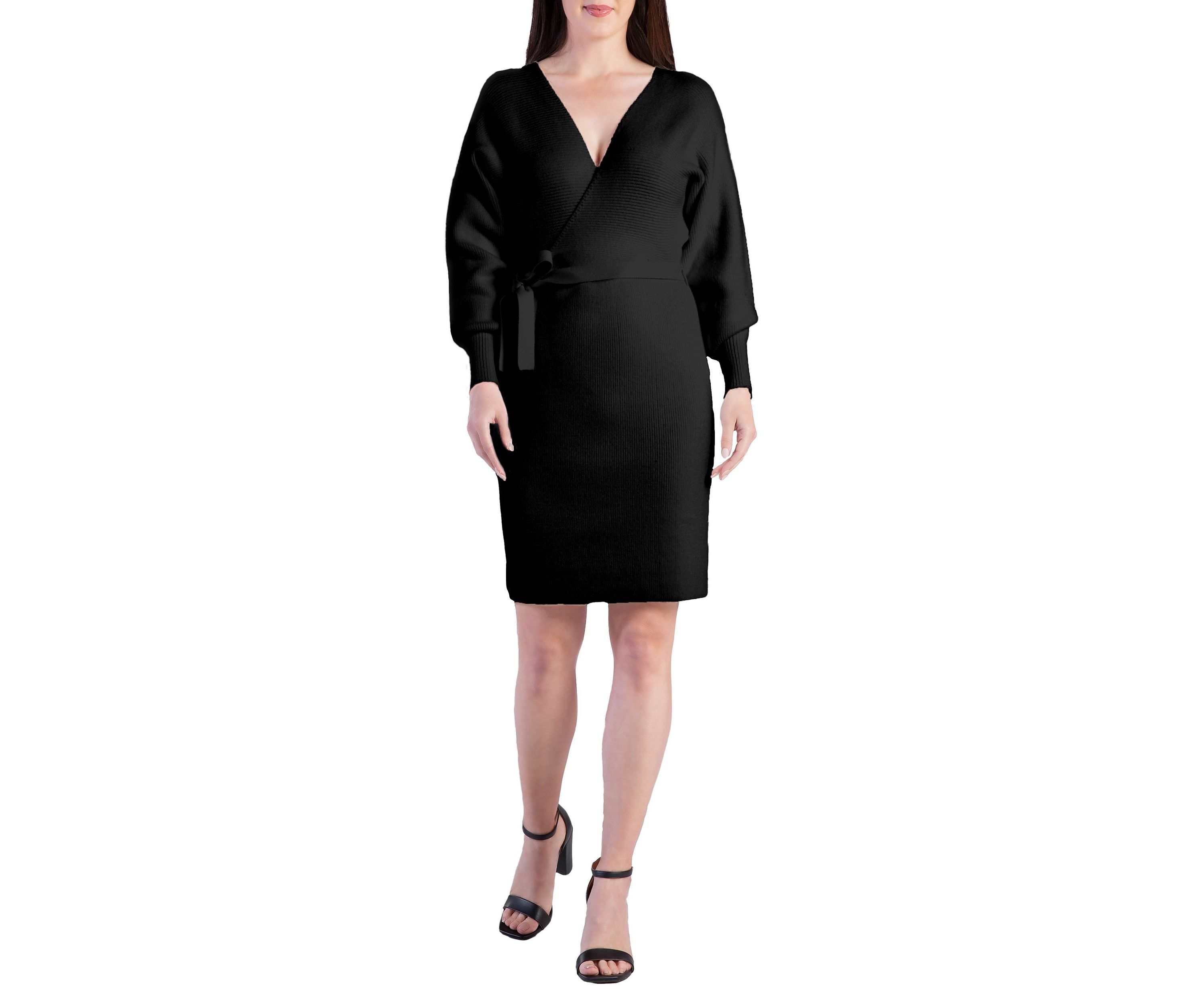 Women V-back Full Sleeve Sweater Knit MINI Dress