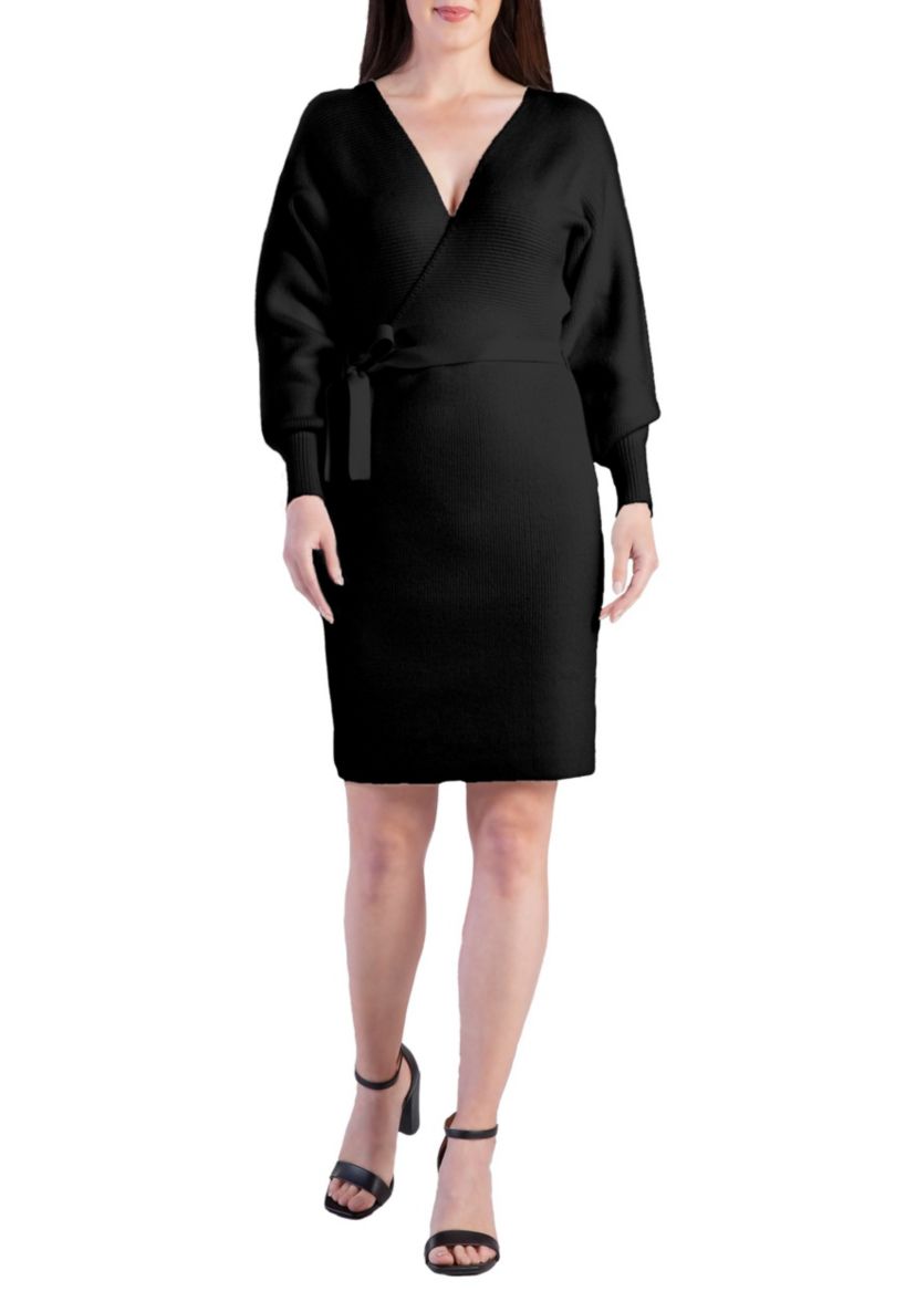 Women V-back Full Sleeve Sweater Knit MINI Dress