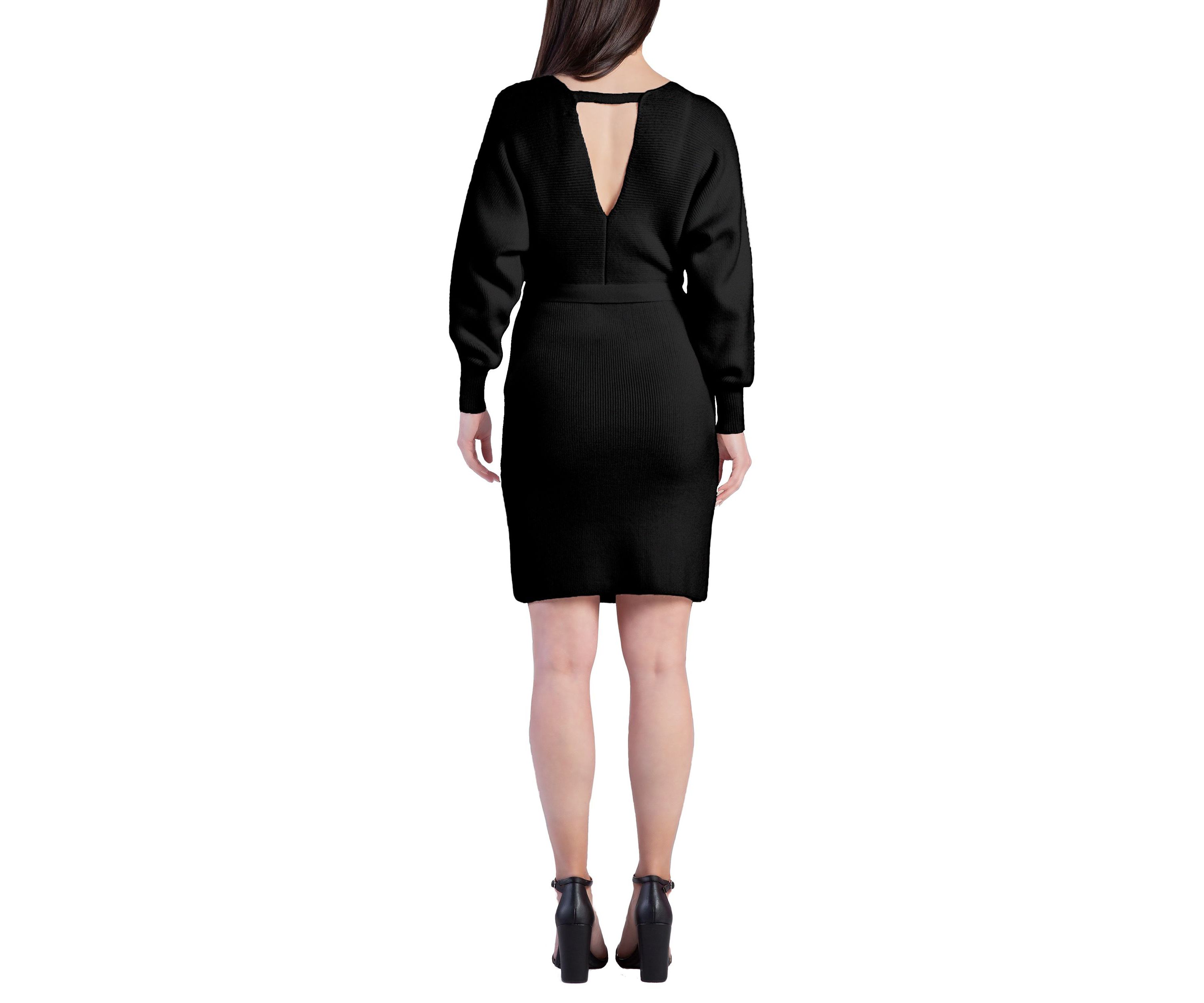 Women V-back Full Sleeve Sweater Knit MINI Dress