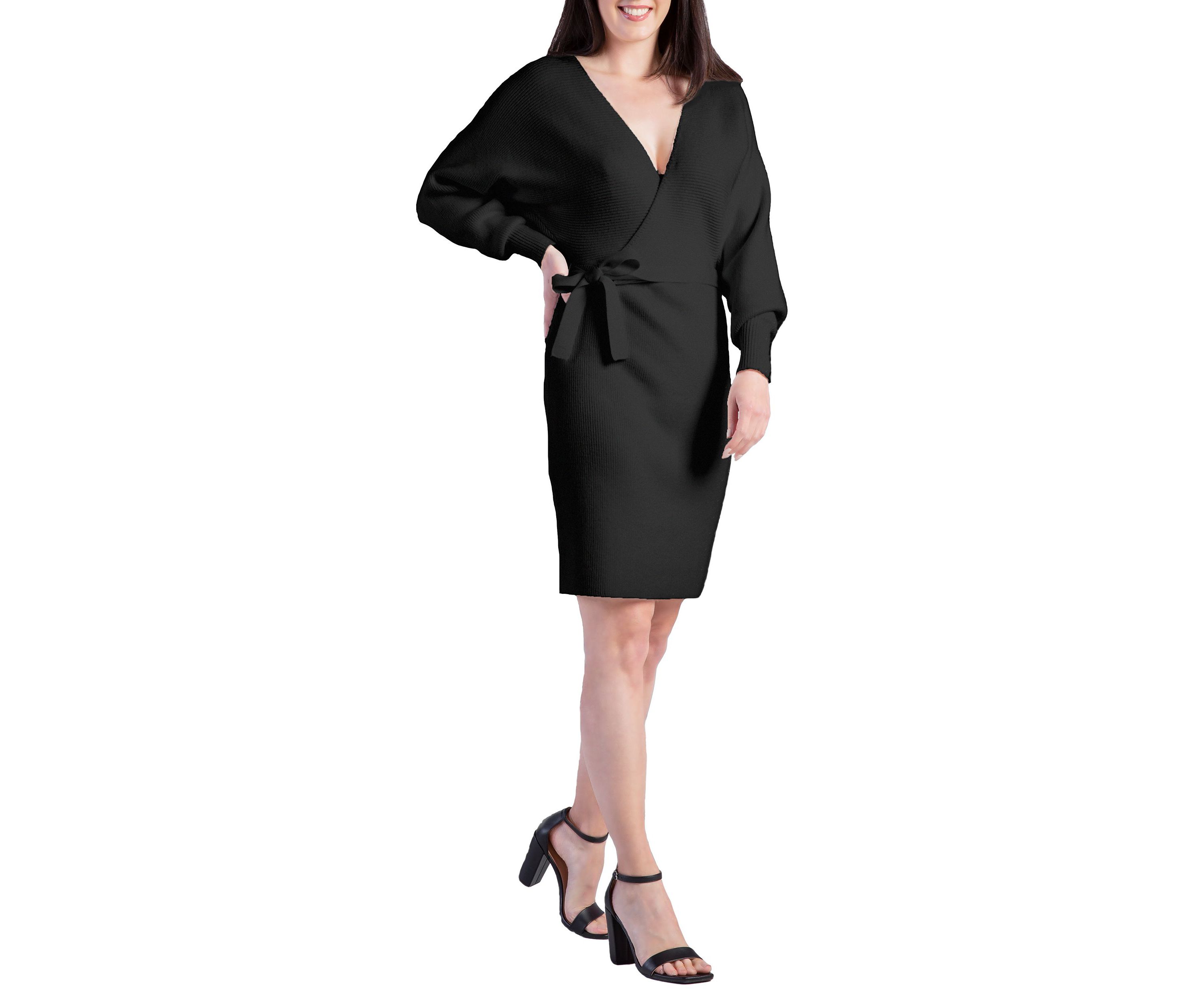 Women V-back Full Sleeve Sweater Knit MINI Dress