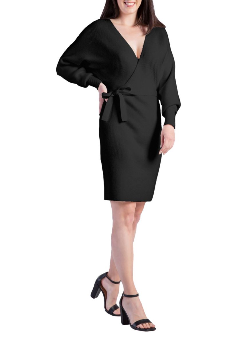 Women V-back Full Sleeve Sweater Knit MINI Dress