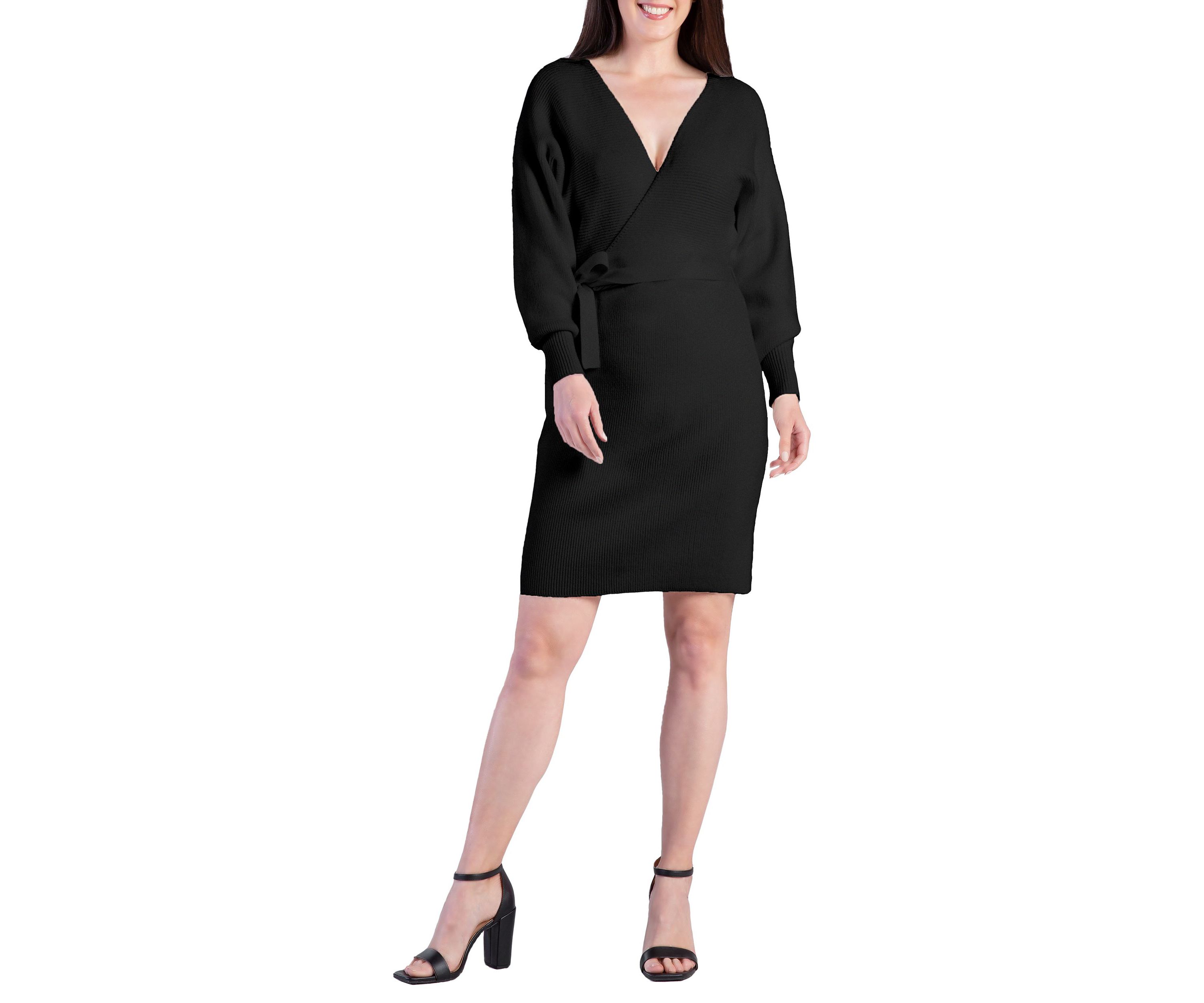Women V-back Full Sleeve Sweater Knit MINI Dress